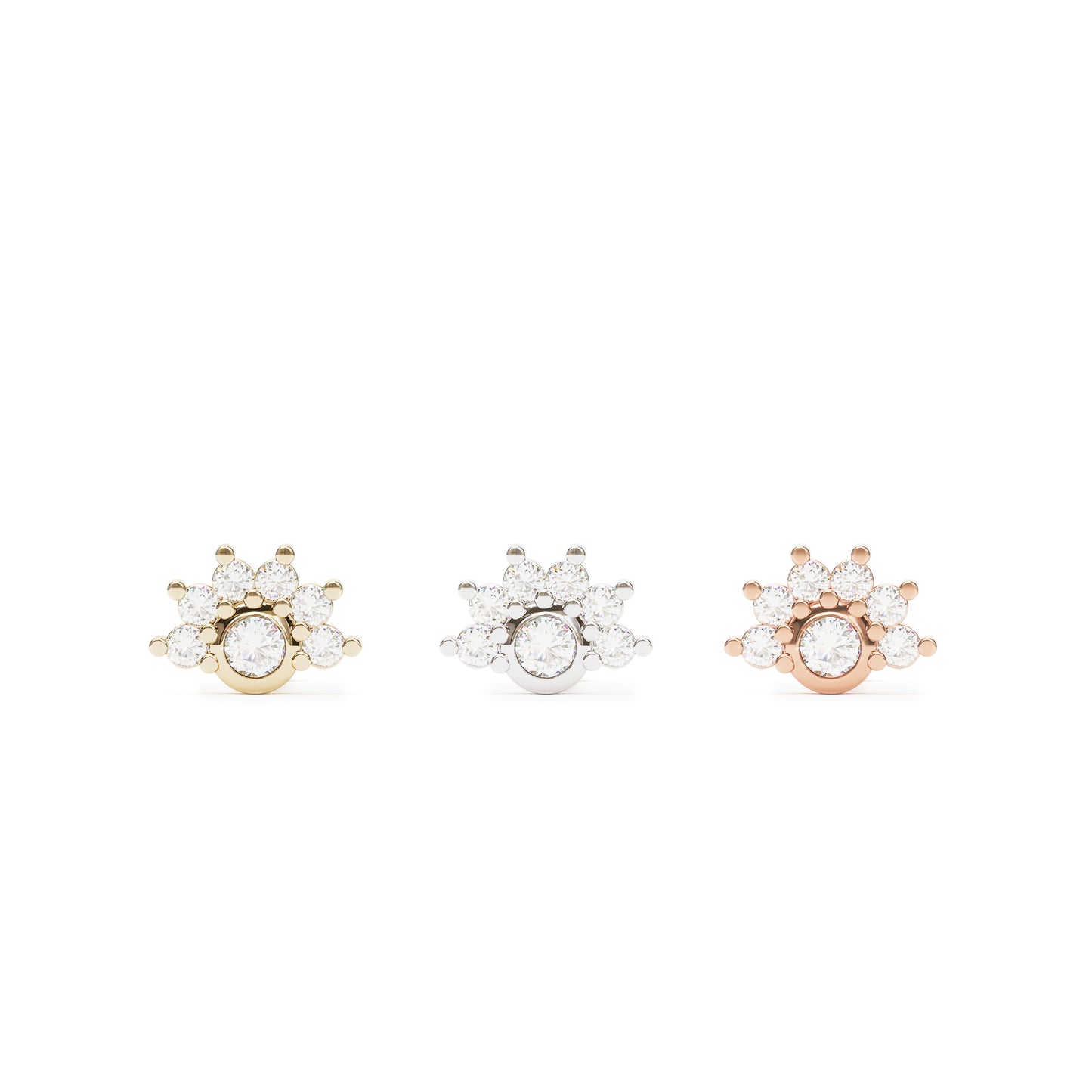 14K Gold Half Pavé Diamond Threadless End
