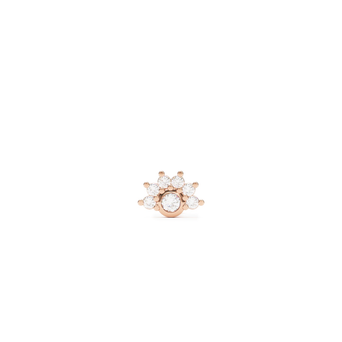 14K Gold Half Pavé Diamond Threadless End