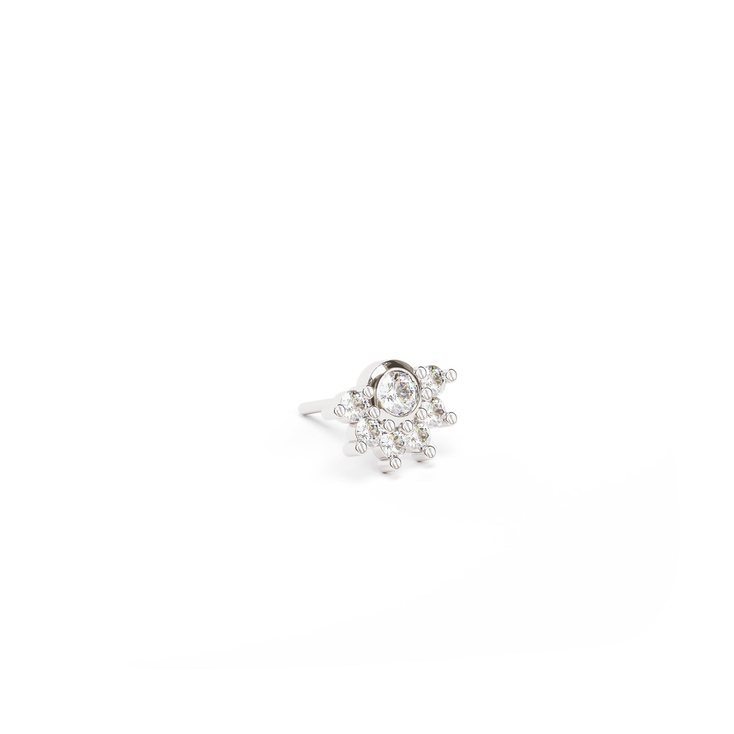 14K Gold Half Pavé Diamond Threadless End