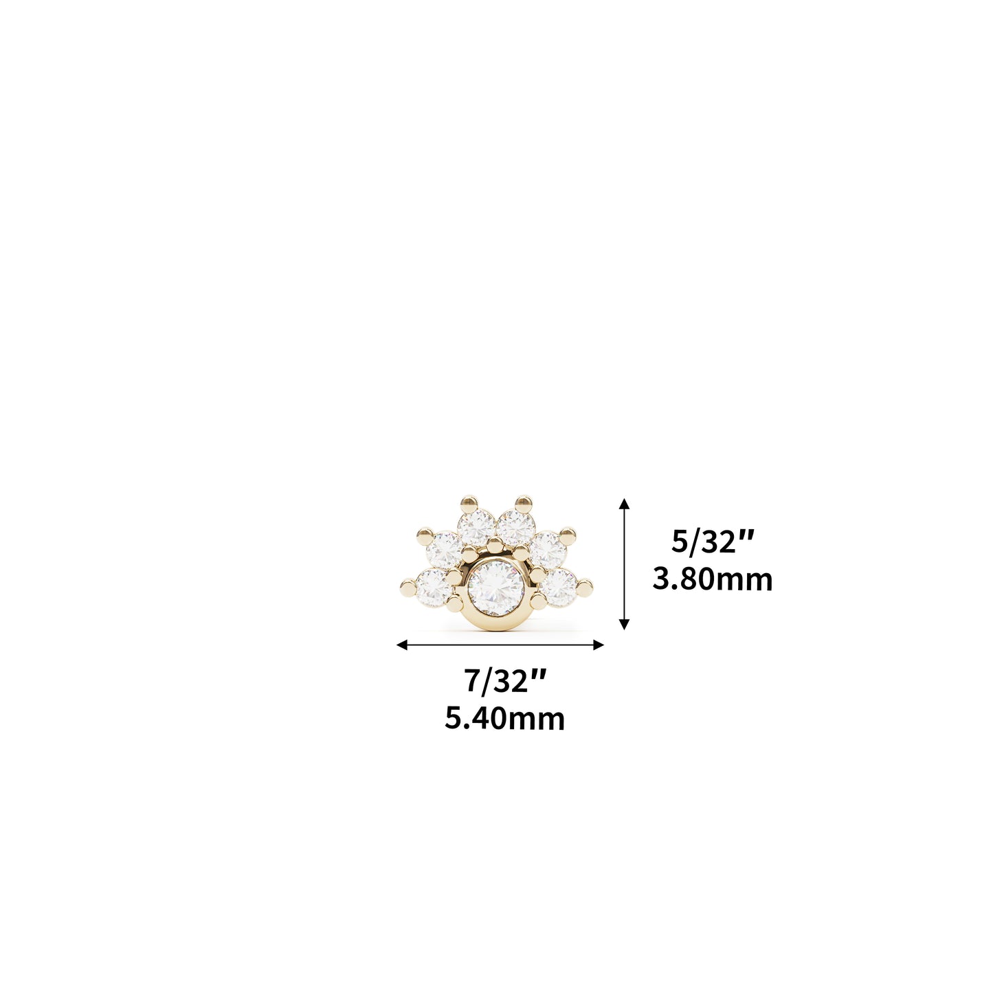 14K Gold Half Pavé Diamond Threadless End