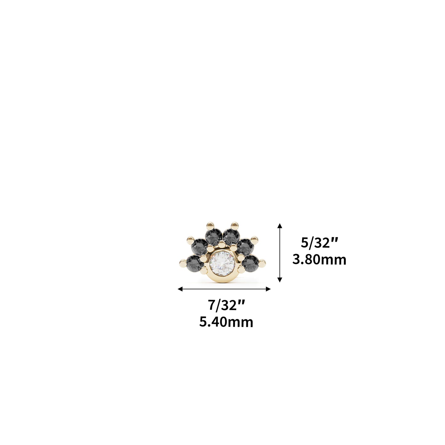 14K Gold Half Pavé Black and White Diamond Threadless End
