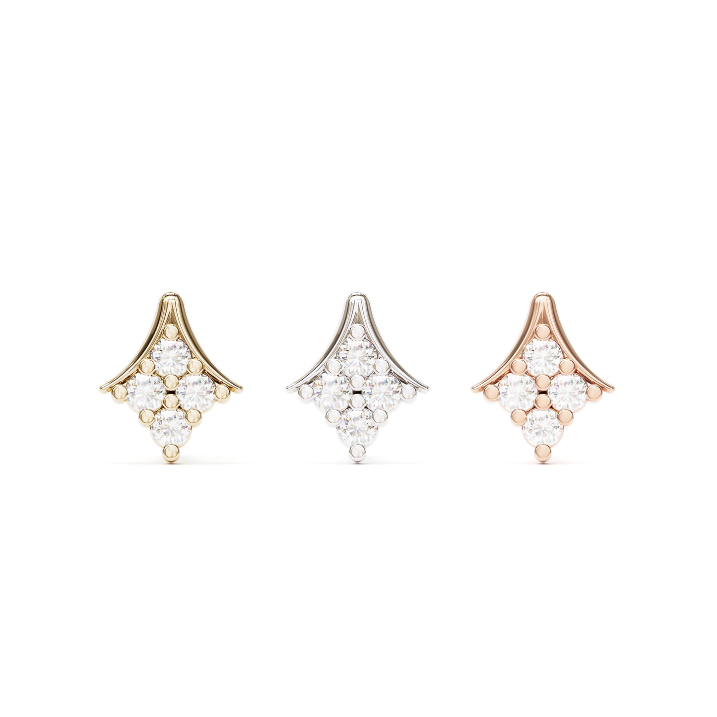 14K Gold Diamond Rhombus Threadless End