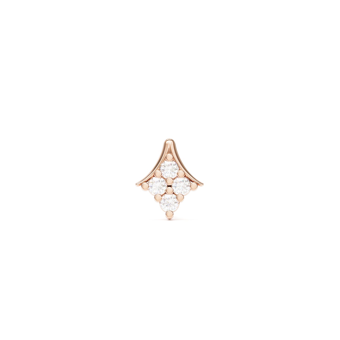 14K Gold Diamond Rhombus Threadless End