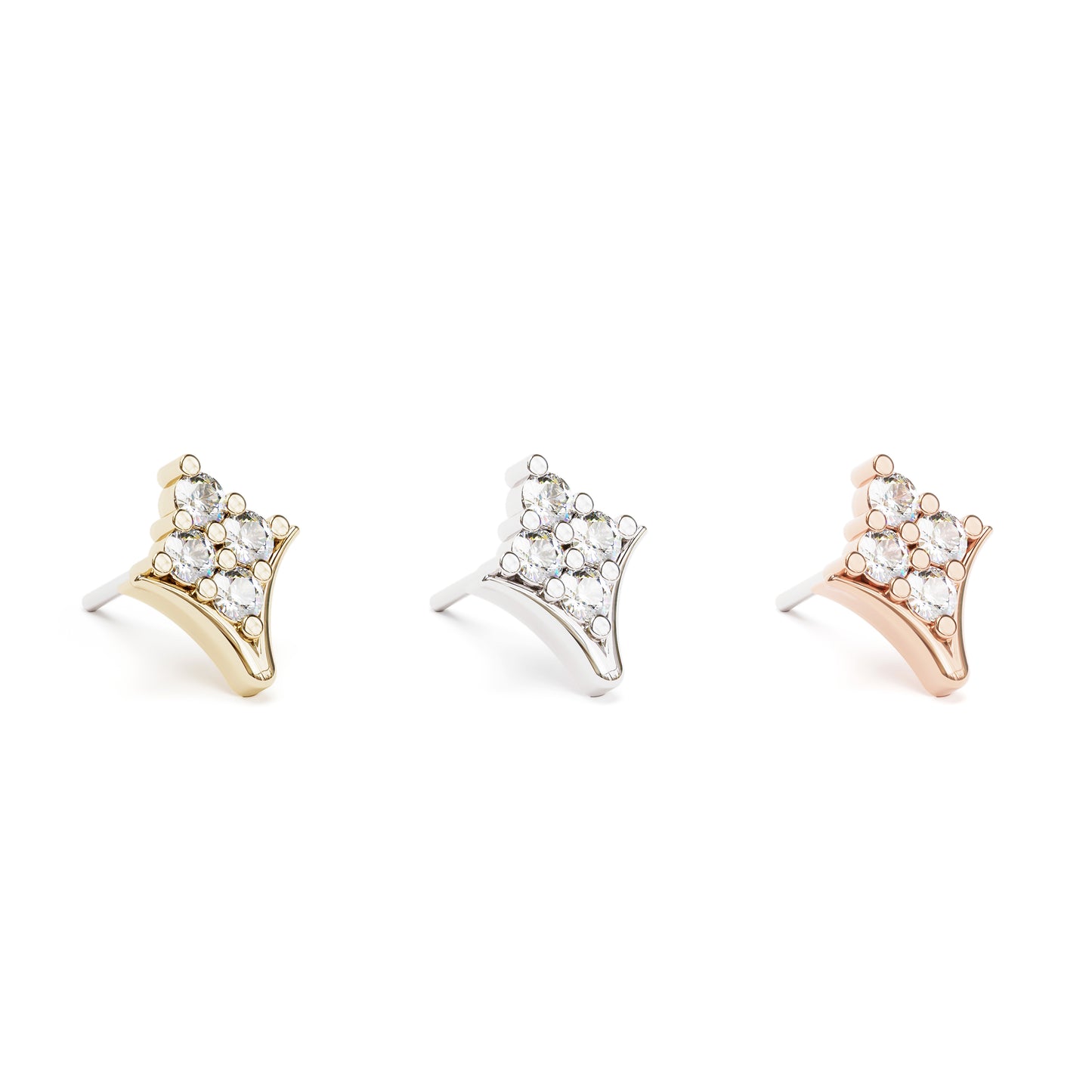 14K Gold Diamond Rhombus Threadless End