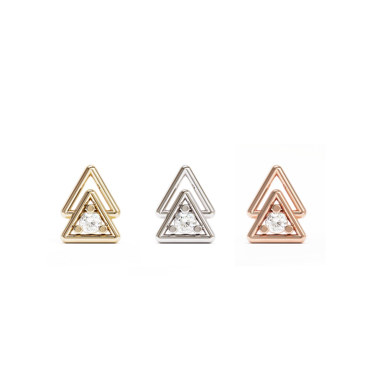 14K Gold Diamond Double Triangle Threadless End