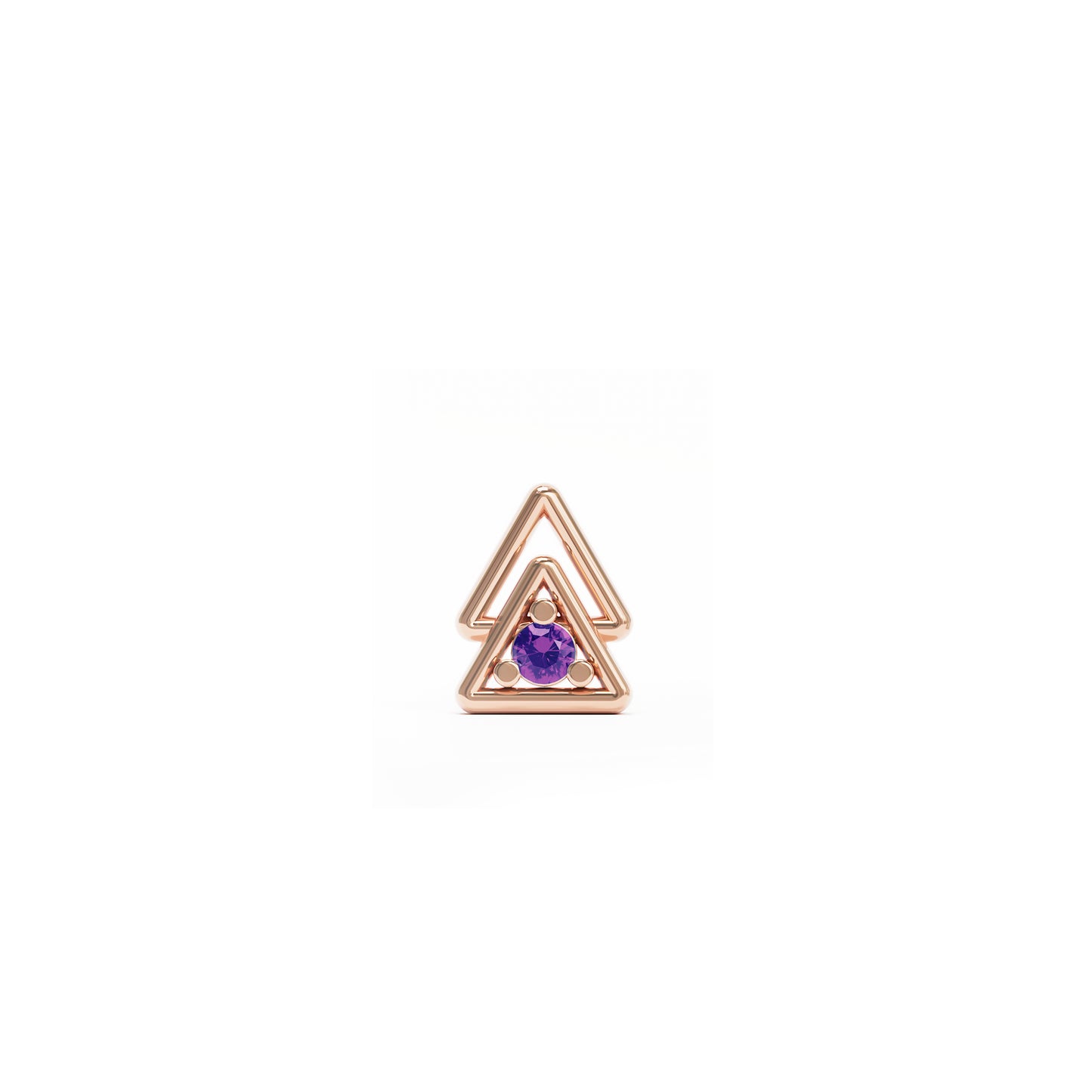 14K Gold Amethyst Double Triangle Threadless End