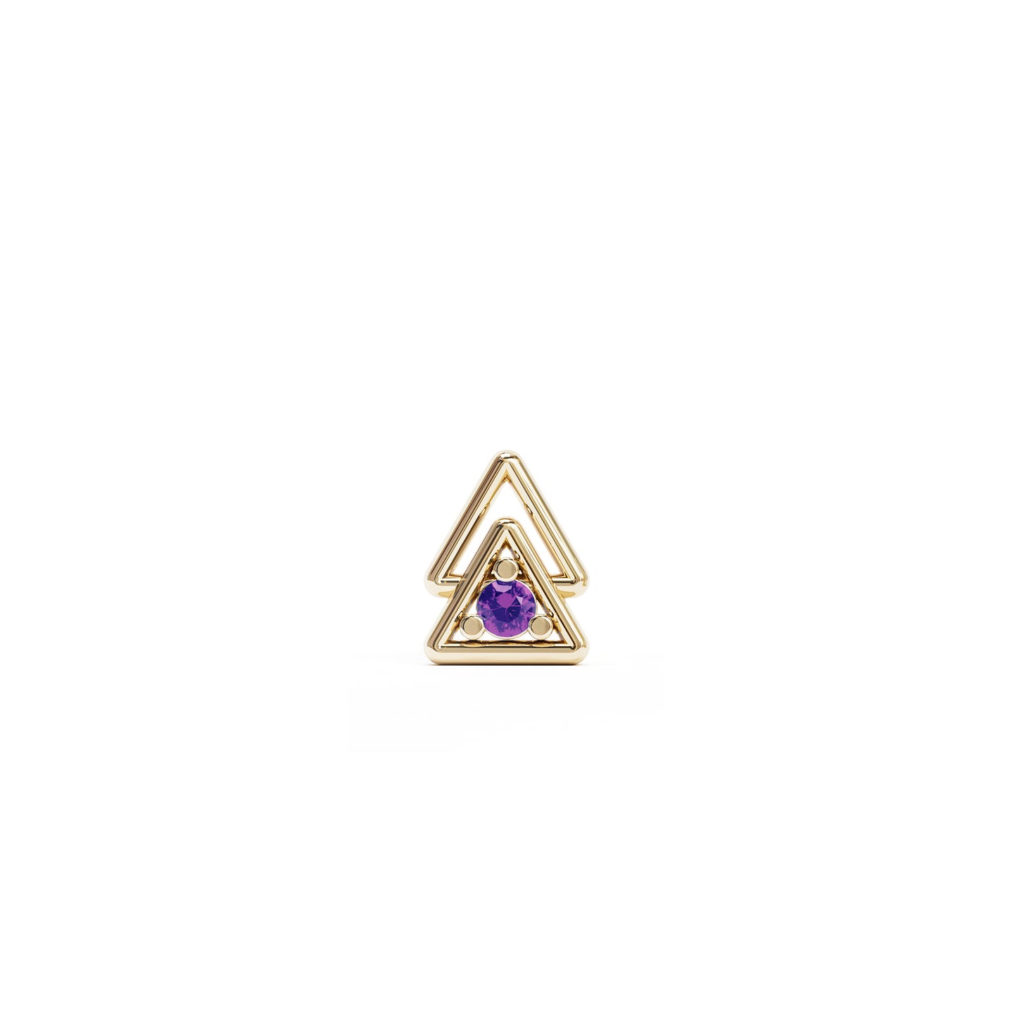 14K Gold Amethyst Double Triangle Threadless End