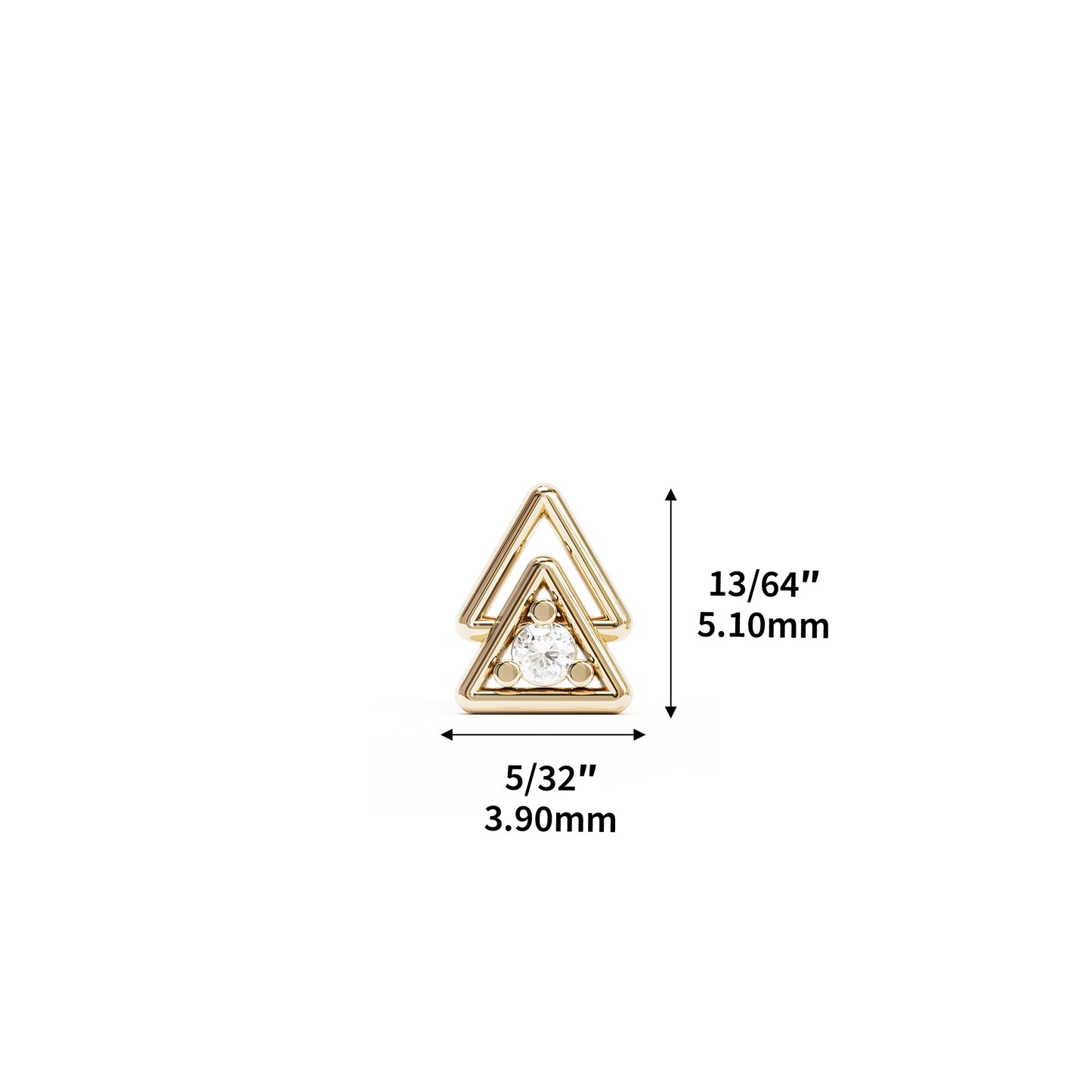 14K Gold Diamond Double Triangle Threadless End