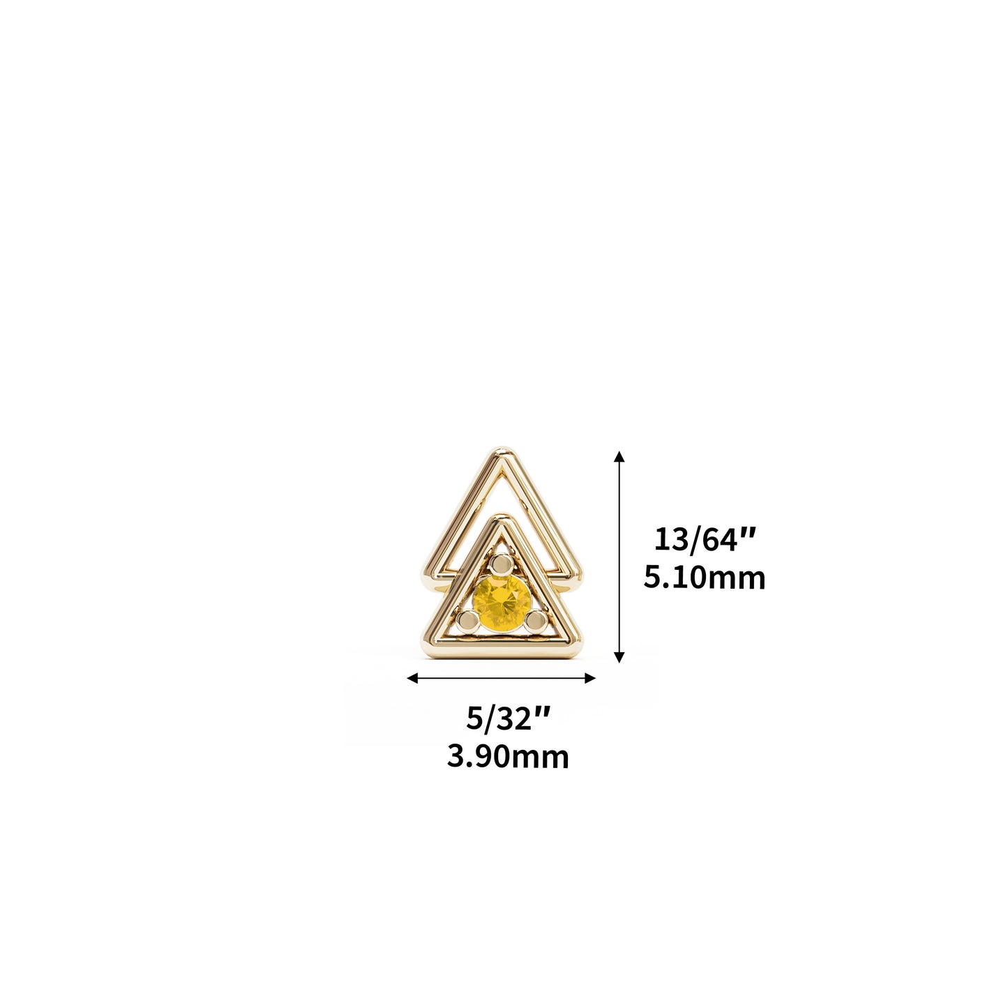 14K Gold Citrine Double Triangle Threadless End