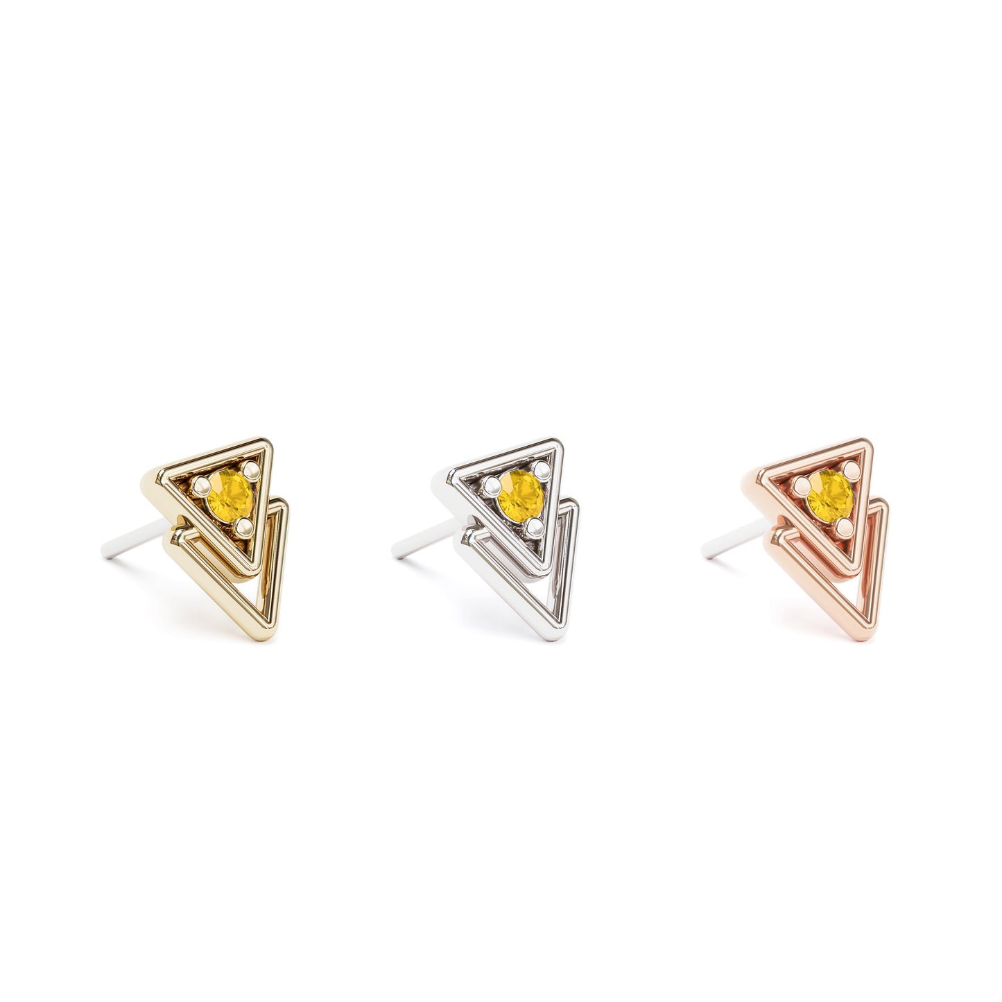 14K Gold Citrine Double Triangle Threadless End