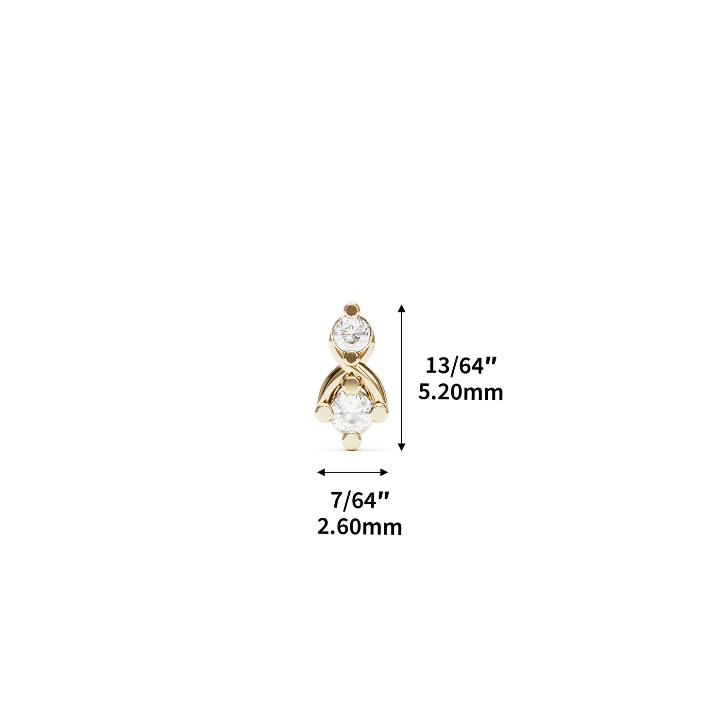 14K Gold Elegant Diamond Threadless End