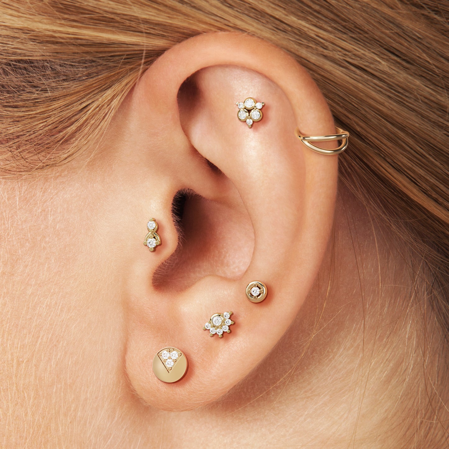 14K Gold Elegant Diamond Threadless End