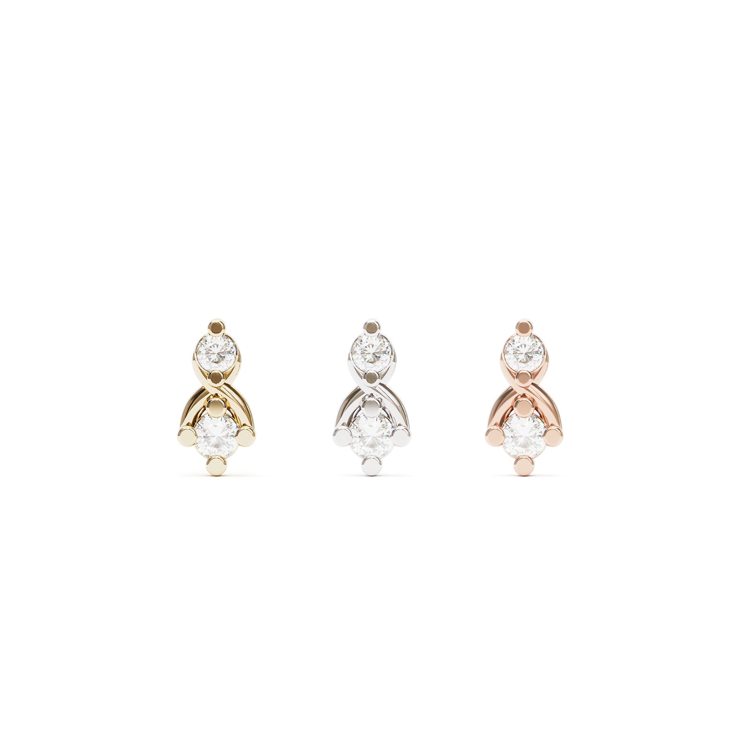 14K Gold Elegant Diamond Threadless End