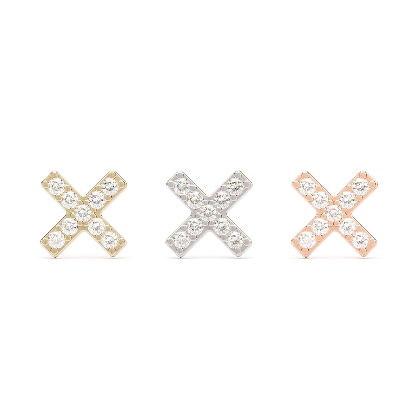 14K Gold Diamond X Threadless End