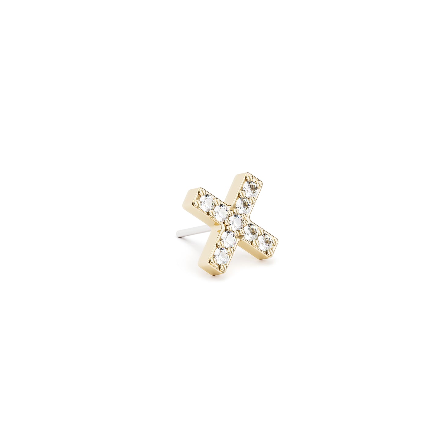 14K Gold Diamond X Threadless End