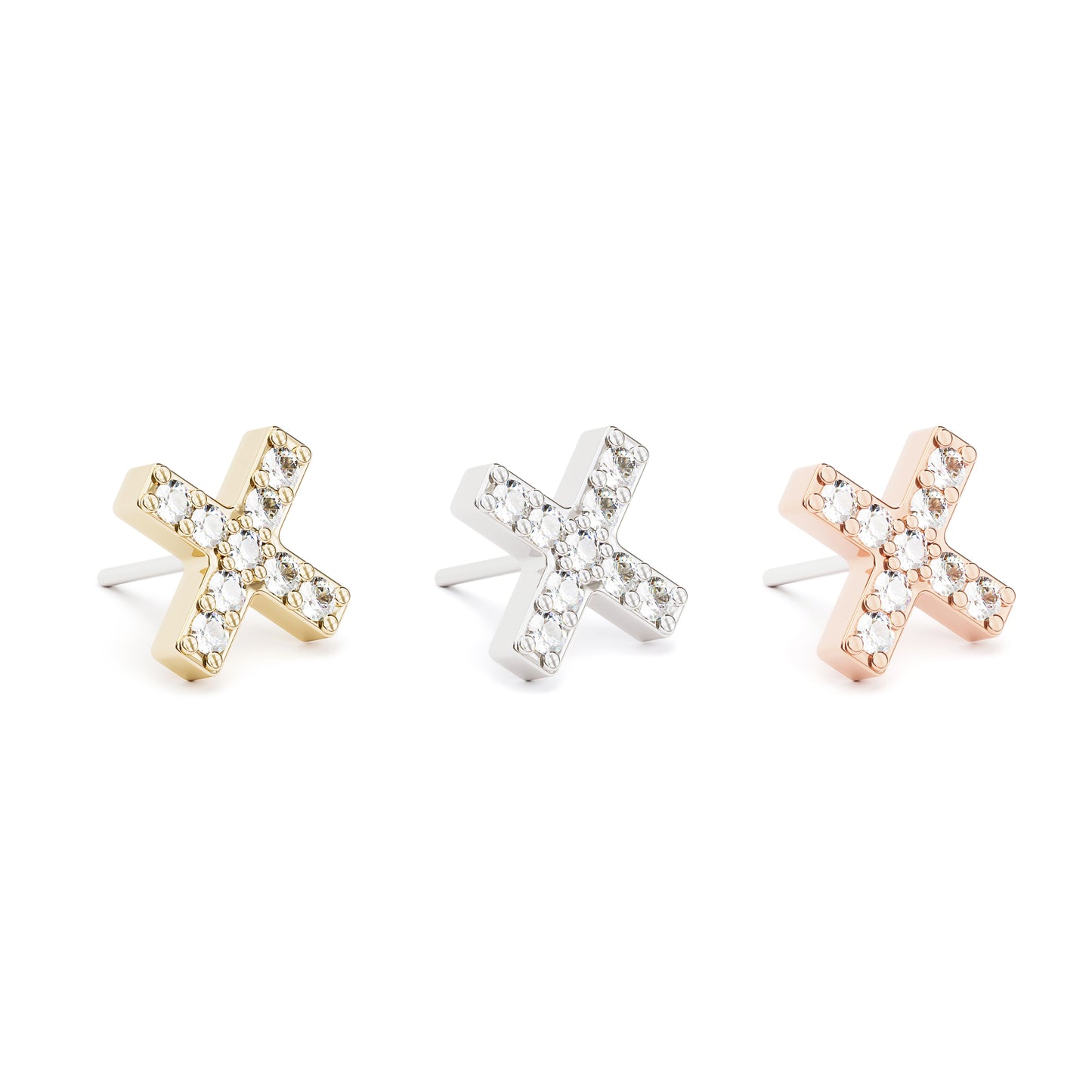 14K Gold Diamond X Threadless End