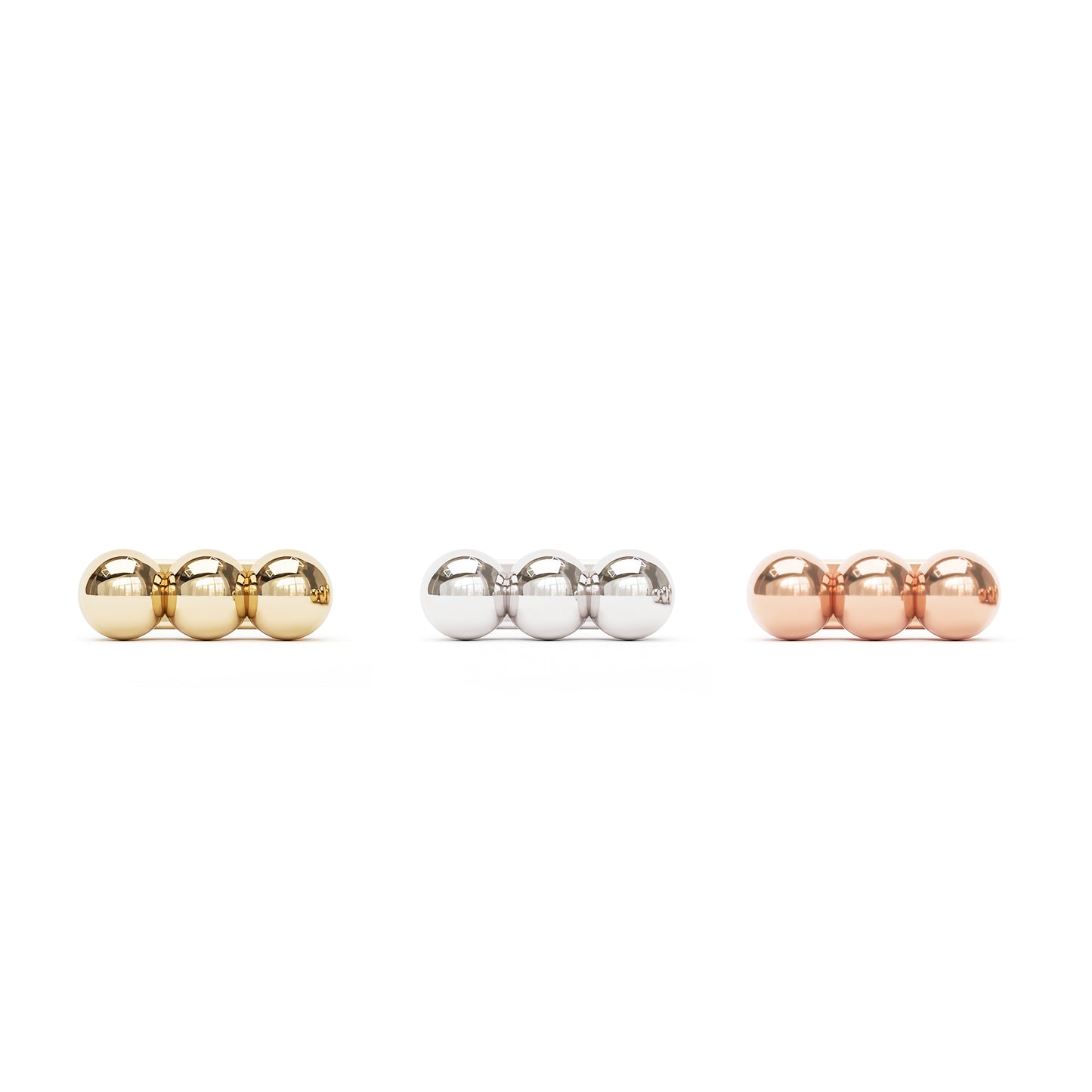 14K Gold Trio Beaded Threadless End