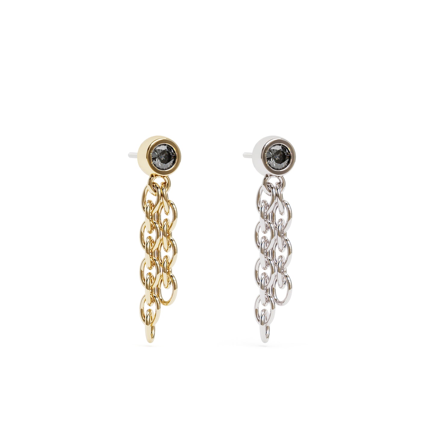 14K Gold Black Diamond Chain Dangle Threadless End