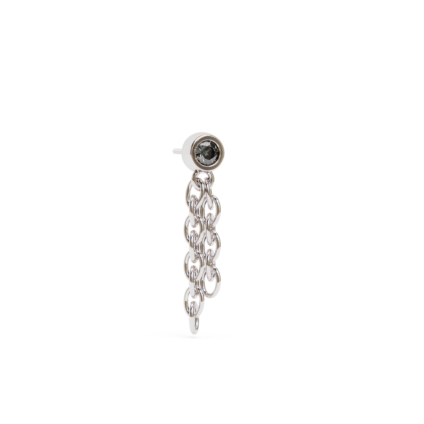 14K Gold Black Diamond Chain Dangle Threadless End