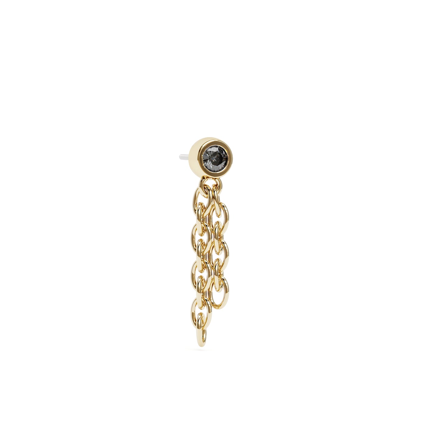 14K Gold Black Diamond Chain Dangle Threadless End