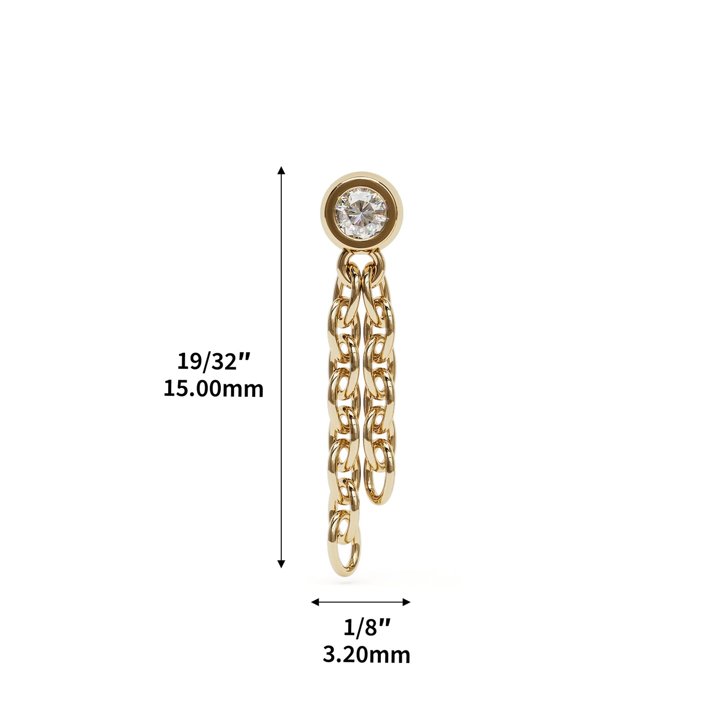 14K Gold Diamond Chain Dangle Threadless End