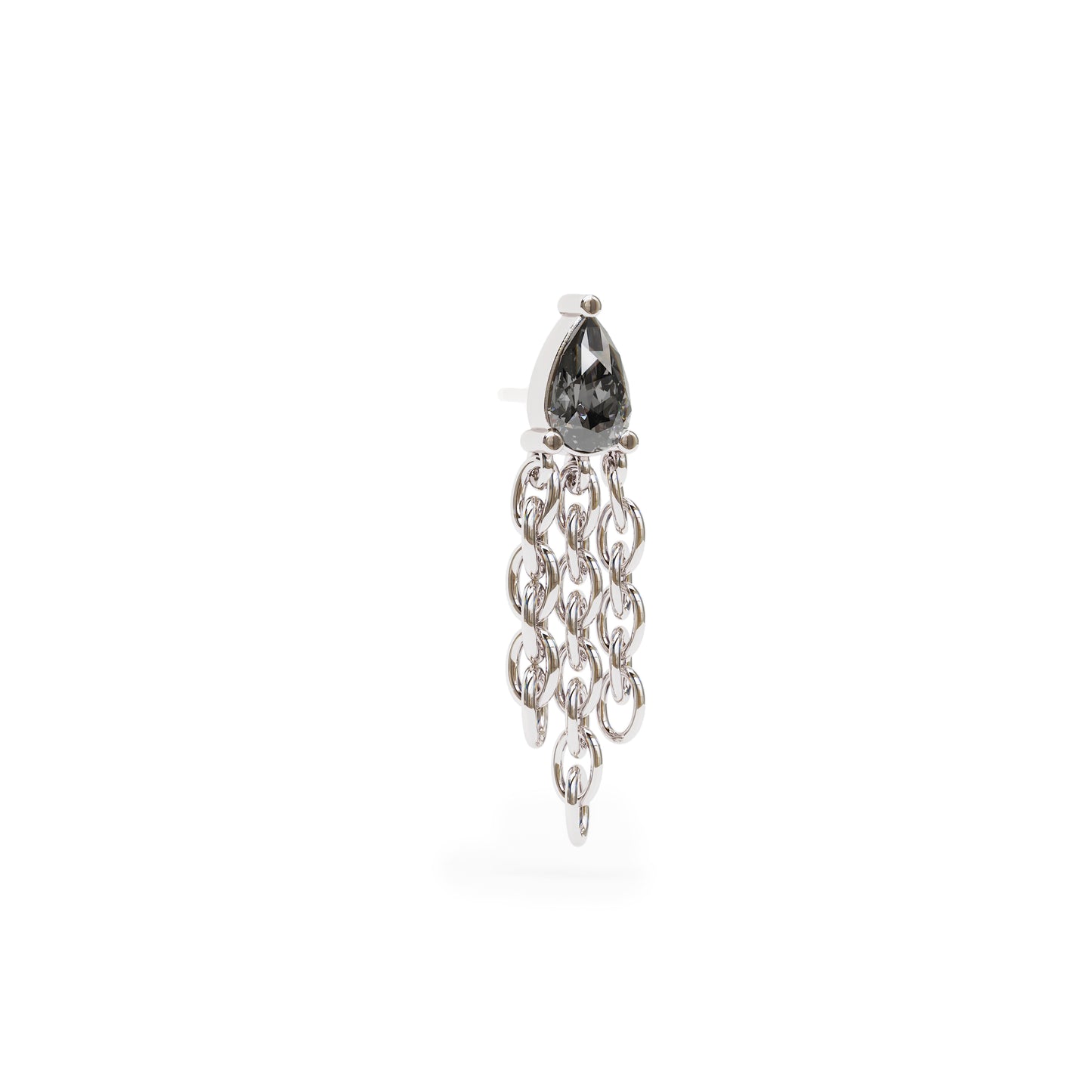 14K Gold Pear-Shape Black Diamond Chain Dangle Threadless End