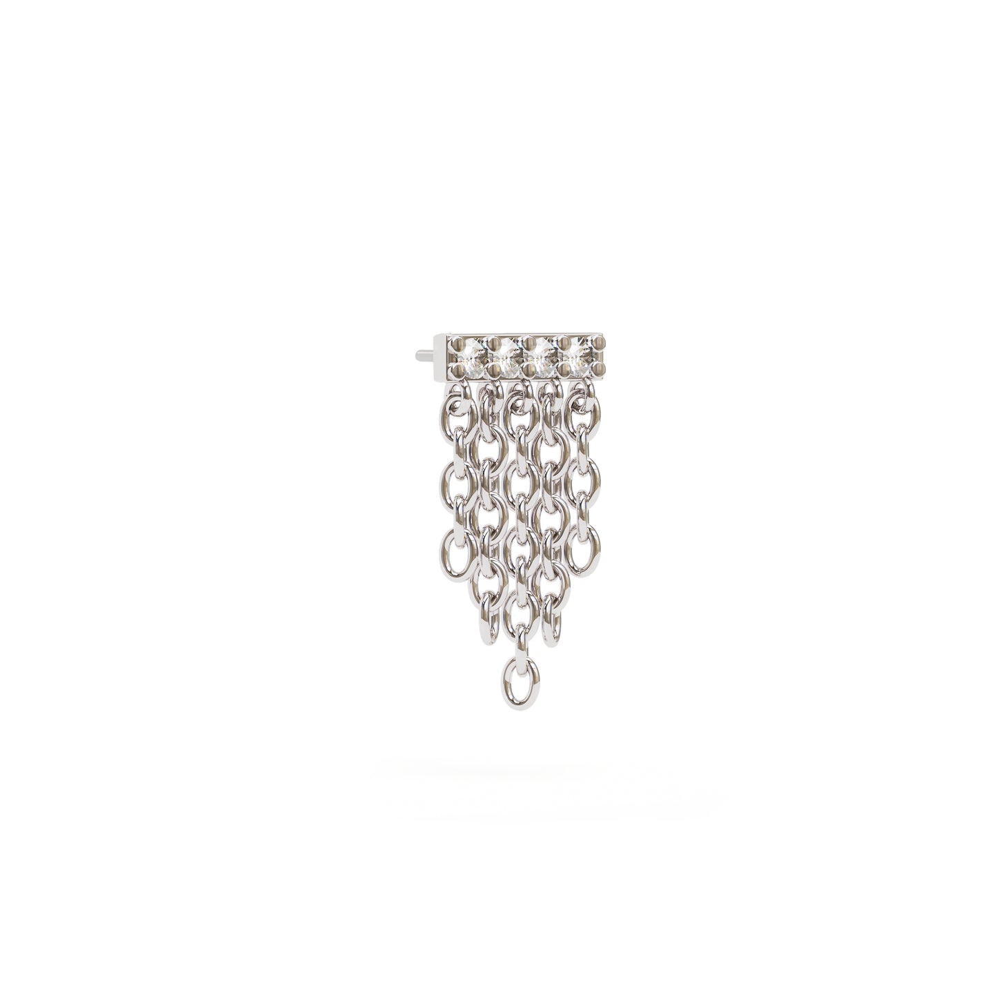 14K Gold Diamond Bar Chain Dangle Threadless End