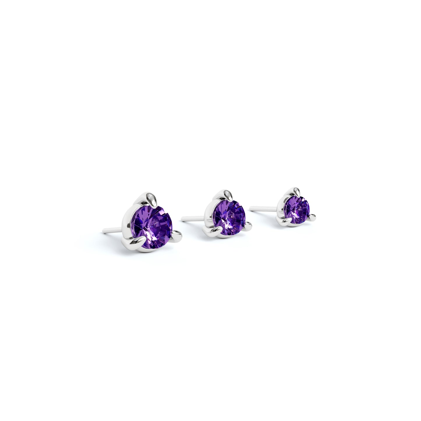 14K Gold 3-Prong Amethyst Threadless End