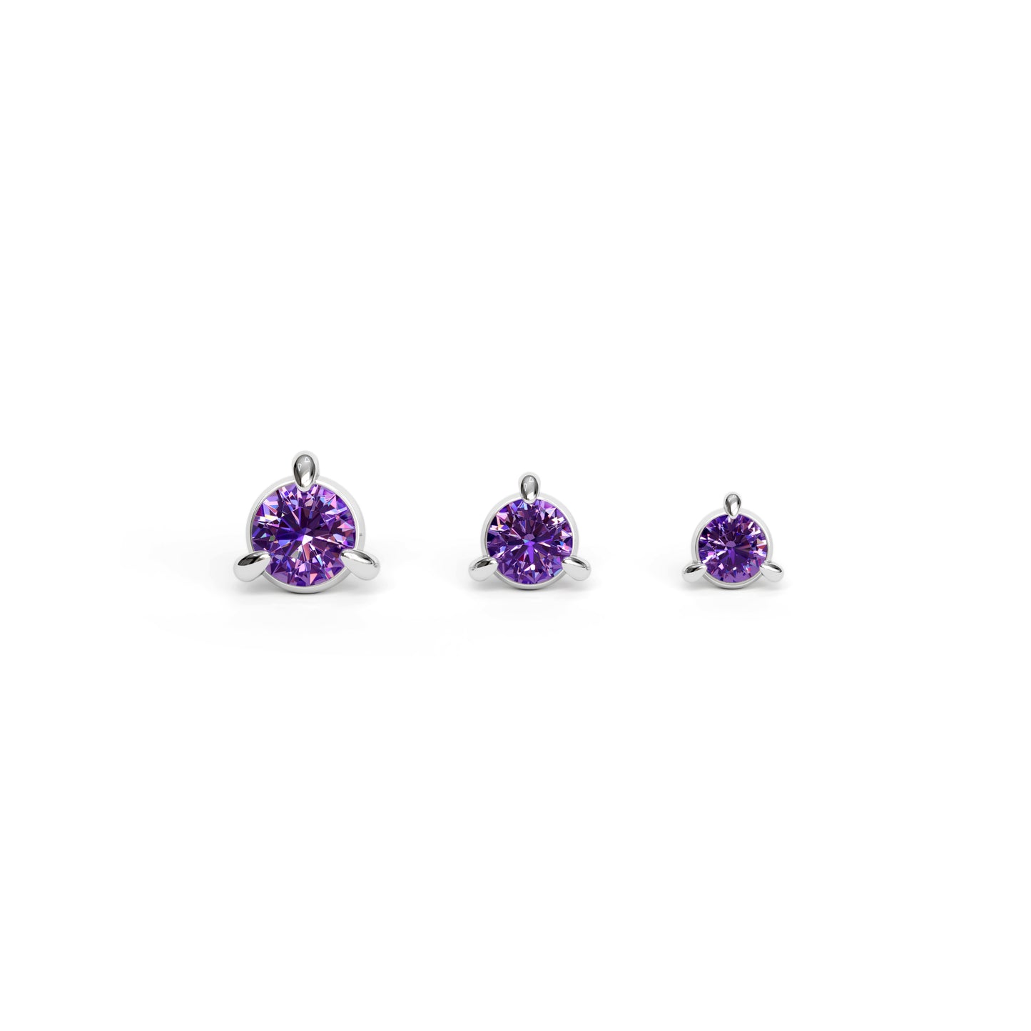 14K Gold 3-Prong Amethyst Threadless End