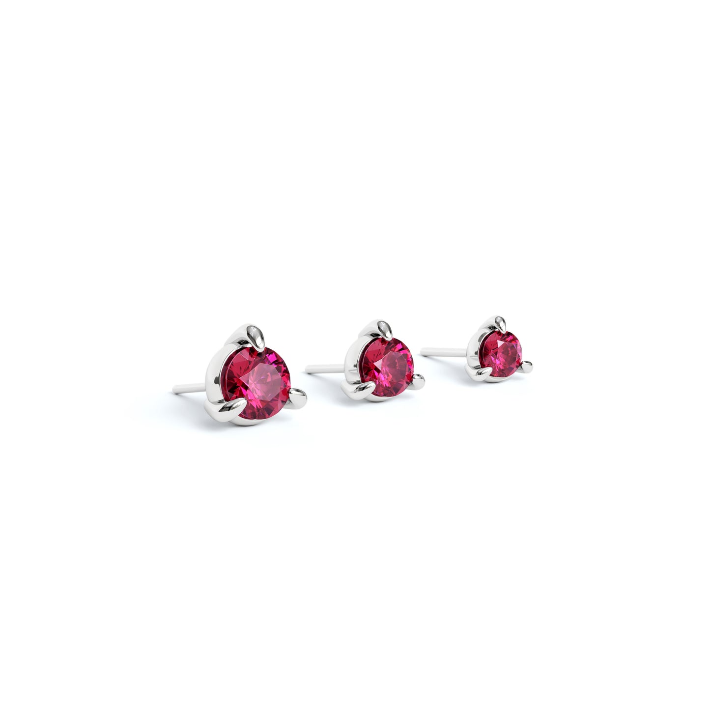 14K Gold 3-Prong Ruby Threadless End
