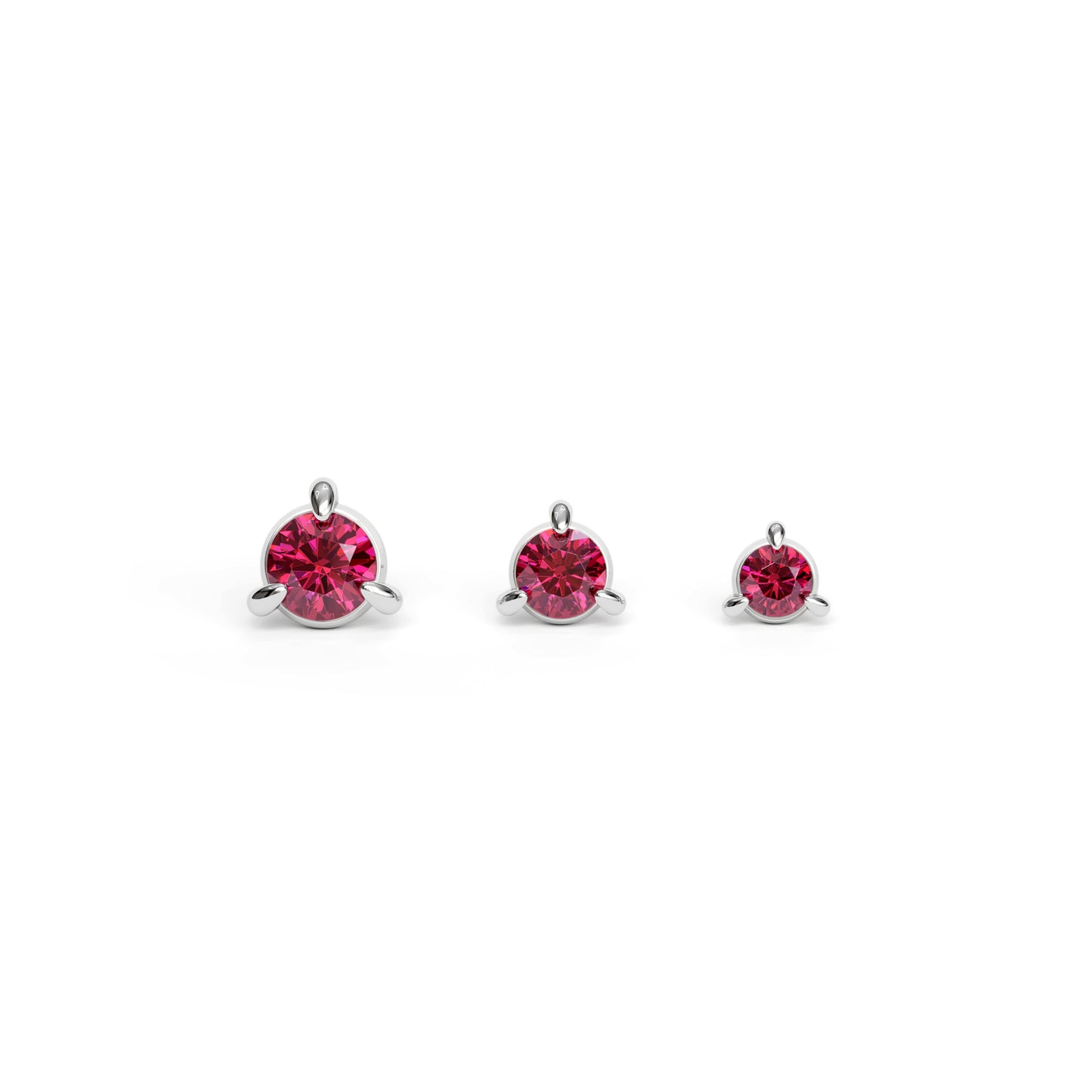 14K Gold 3-Prong Ruby Threadless End
