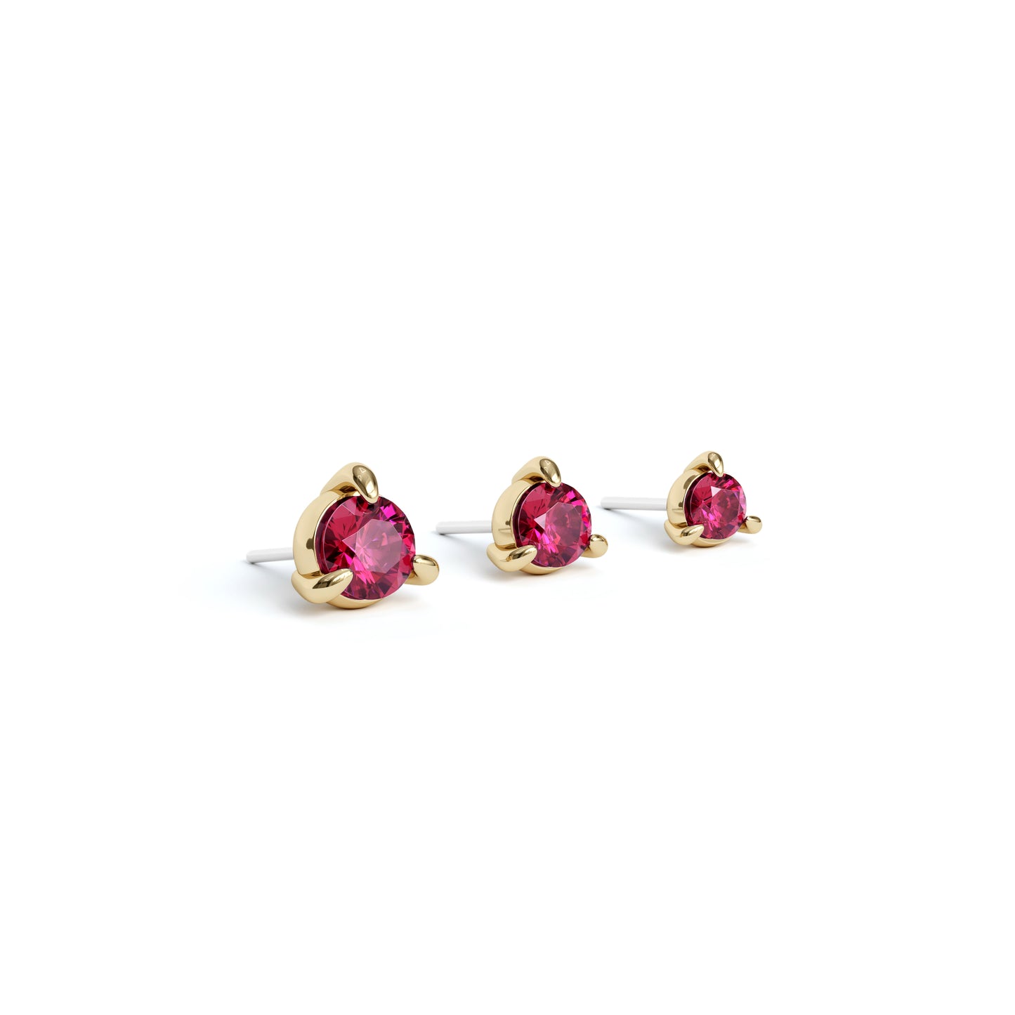 14K Gold 3-Prong Ruby Threadless End