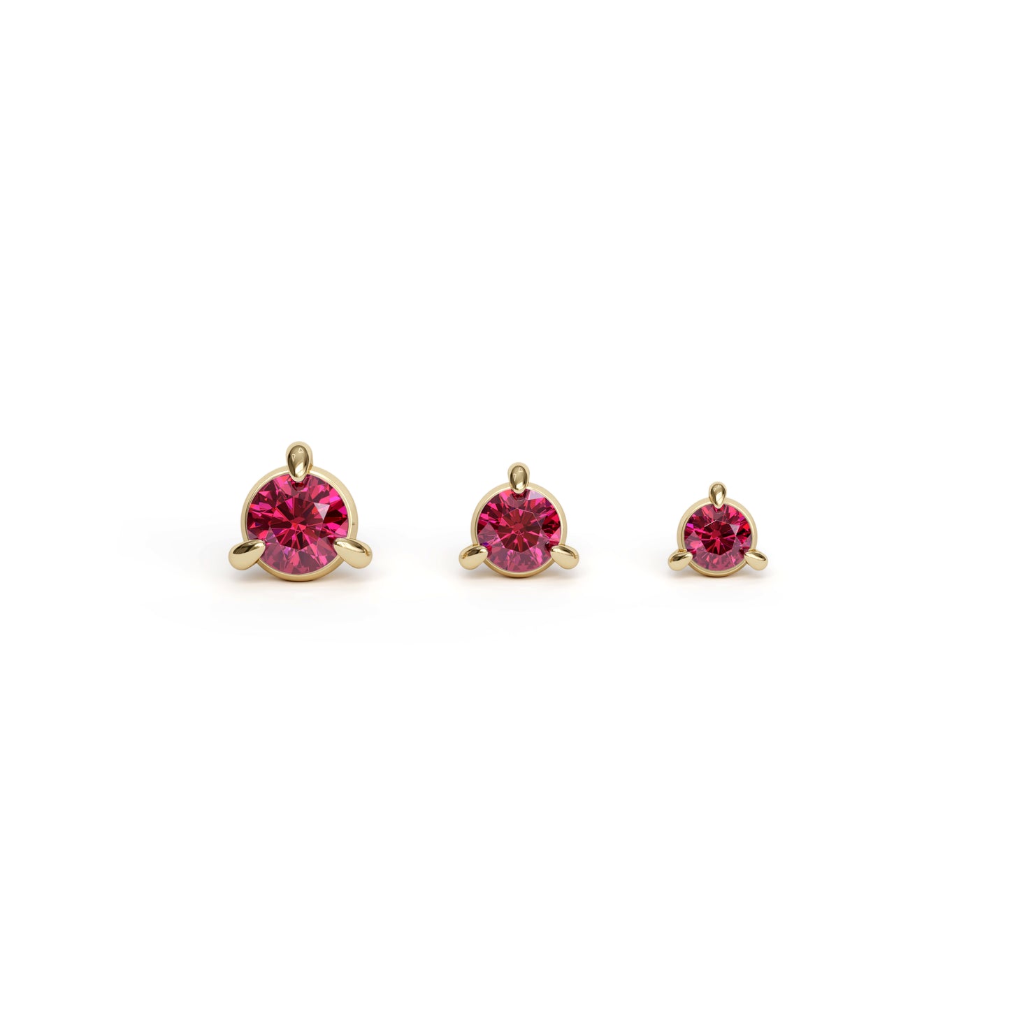 14K Gold 3-Prong Ruby Threadless End