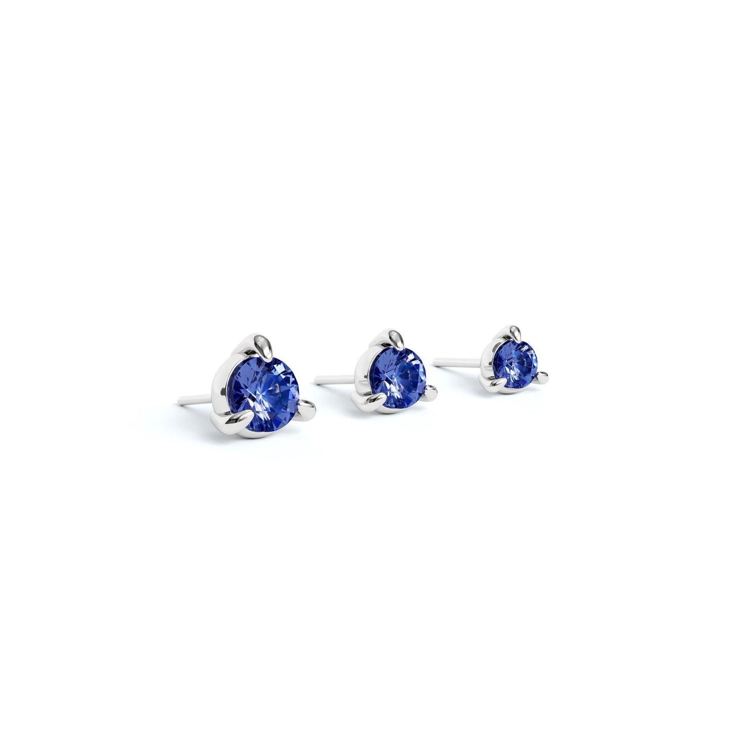 14K Gold 3-Prong Sapphire Threadless End