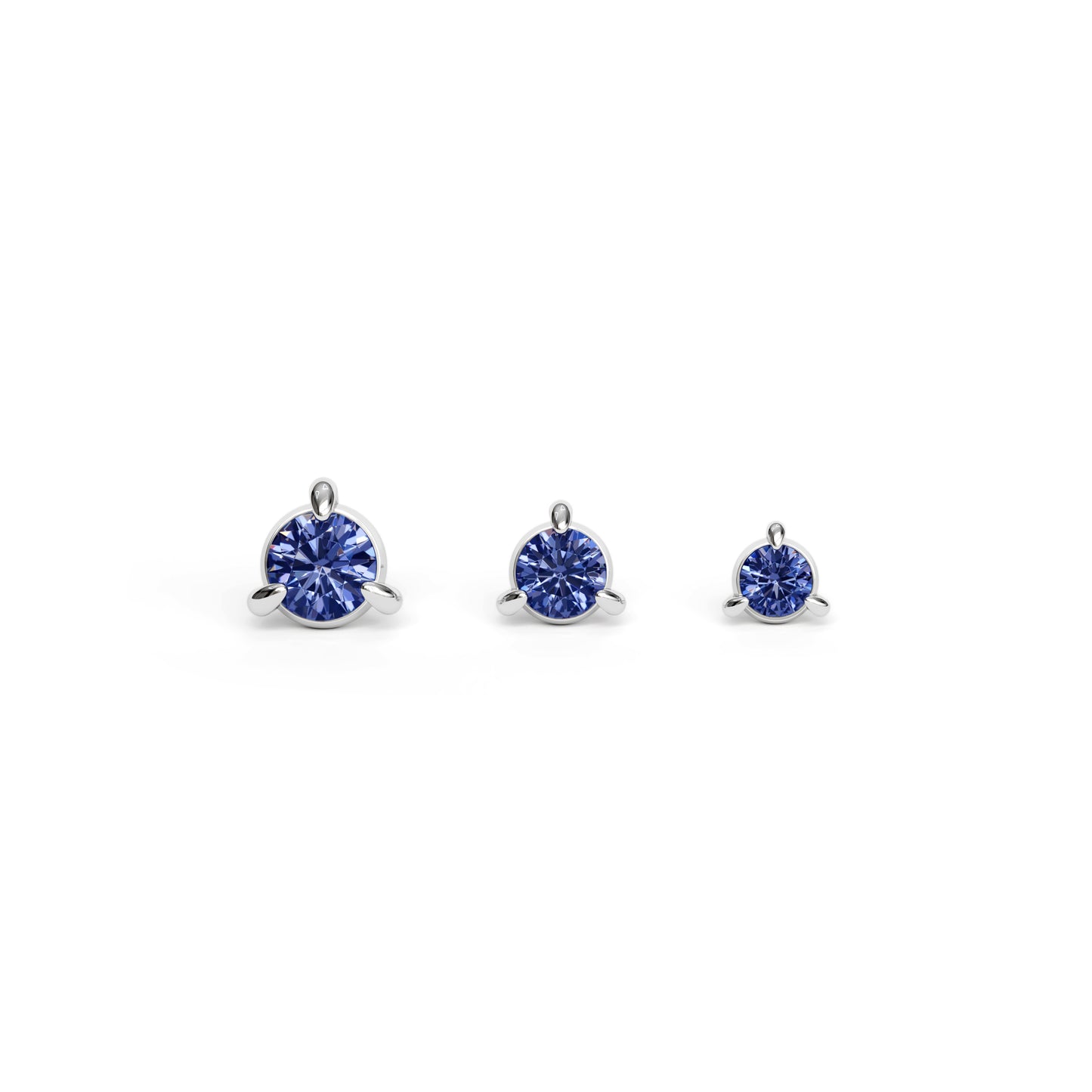 14K Gold 3-Prong Sapphire Threadless End