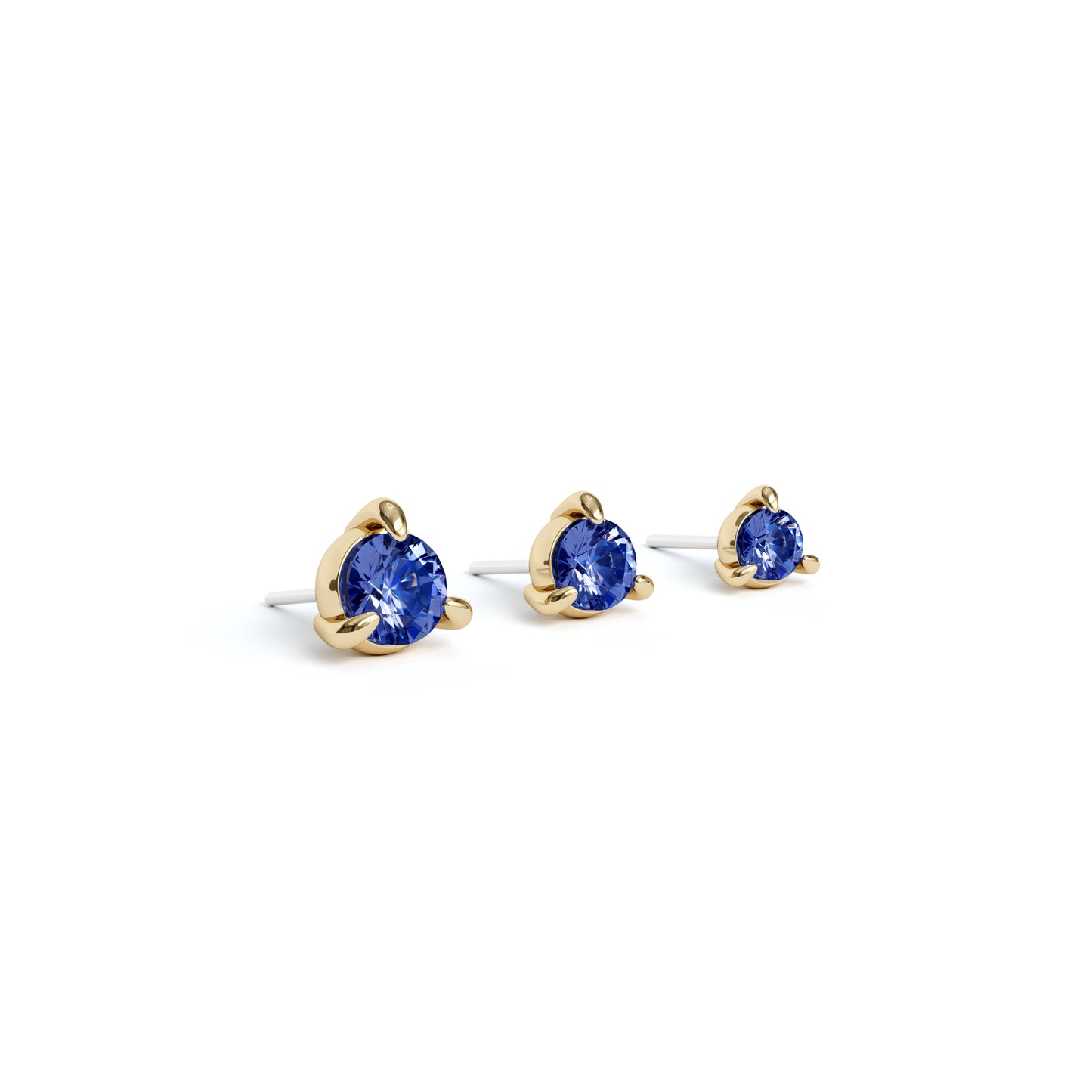 14K Gold 3-Prong Sapphire Threadless End