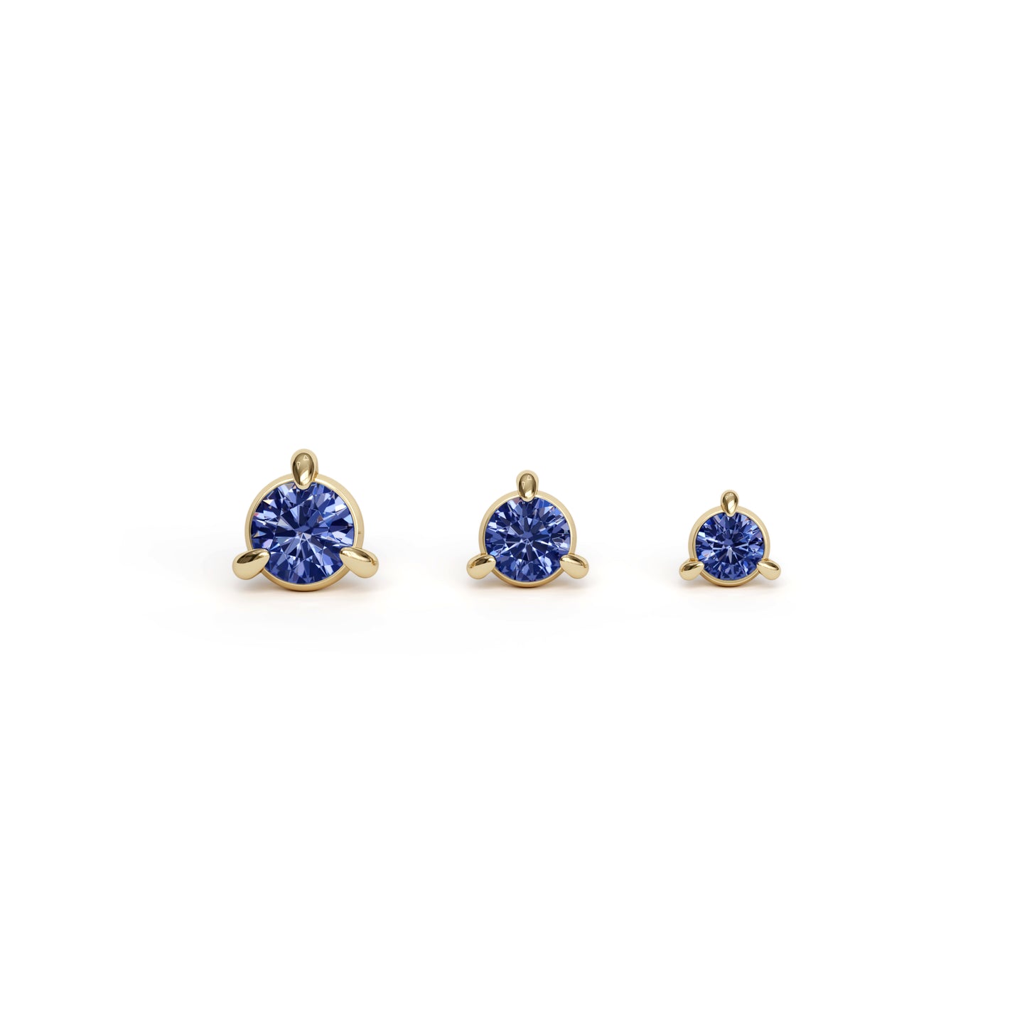 14K Gold 3-Prong Sapphire Threadless End