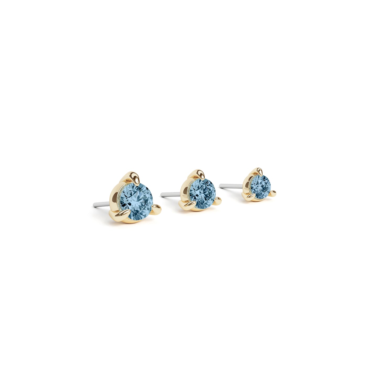 14K Gold 3-Prong Blue Topaz Threadless End