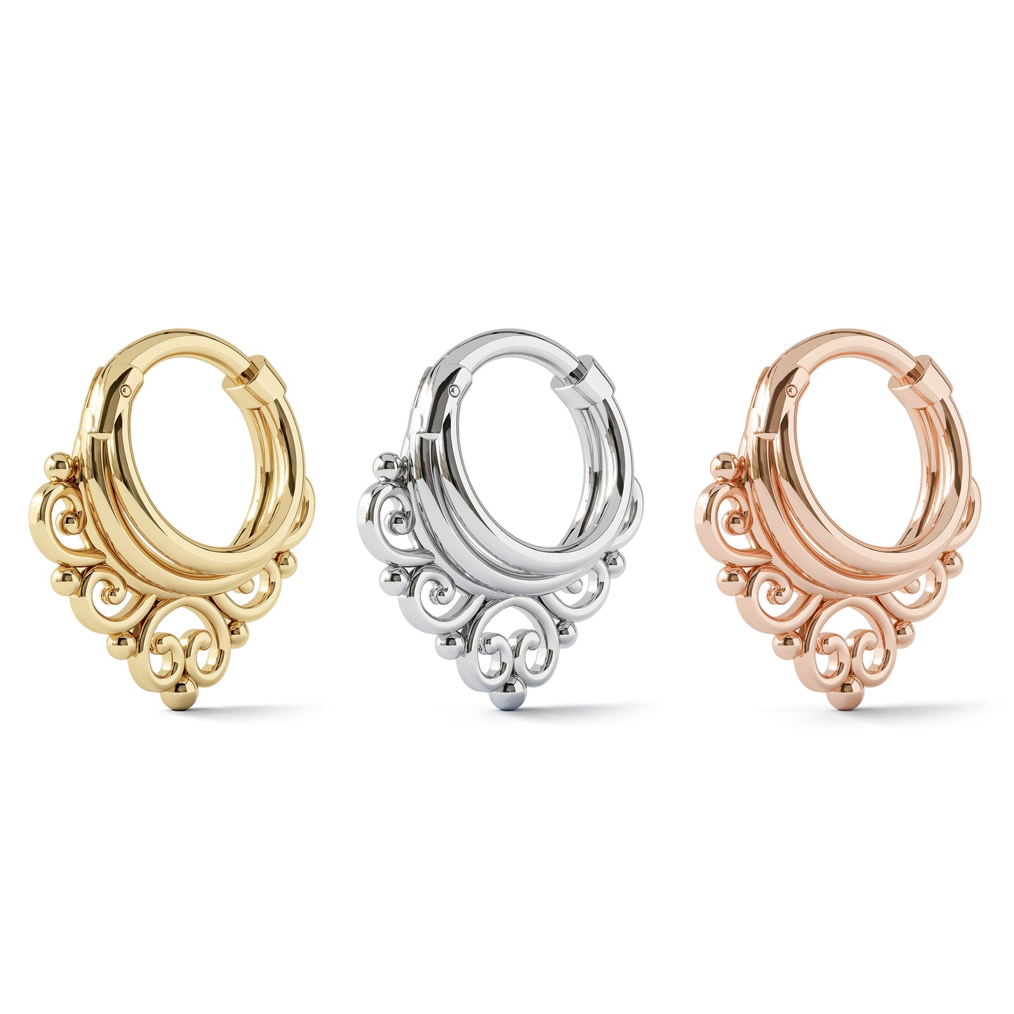 Solid Gold Stacked Tribal Clicker Hoop