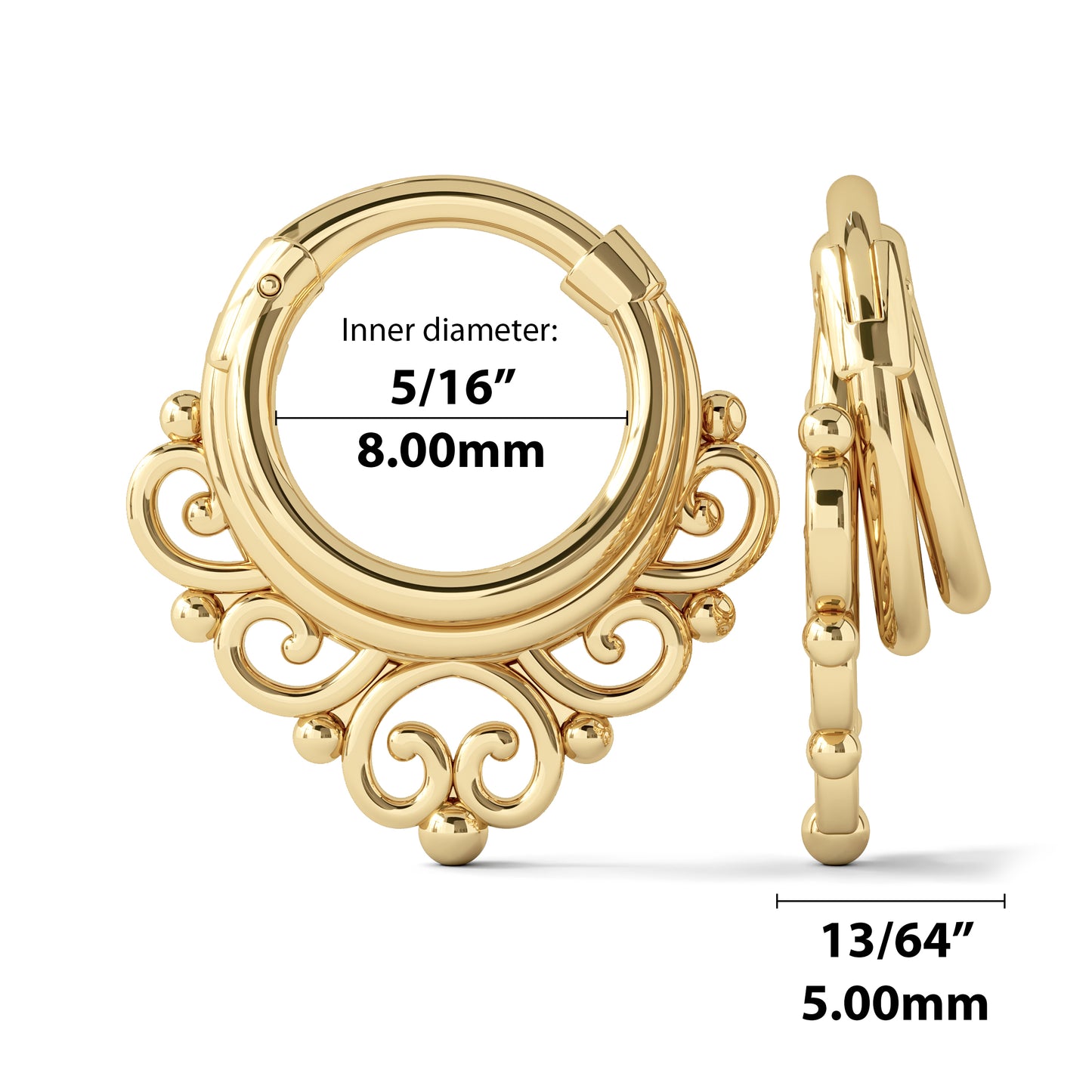 Solid Gold Stacked Tribal Clicker Hoop