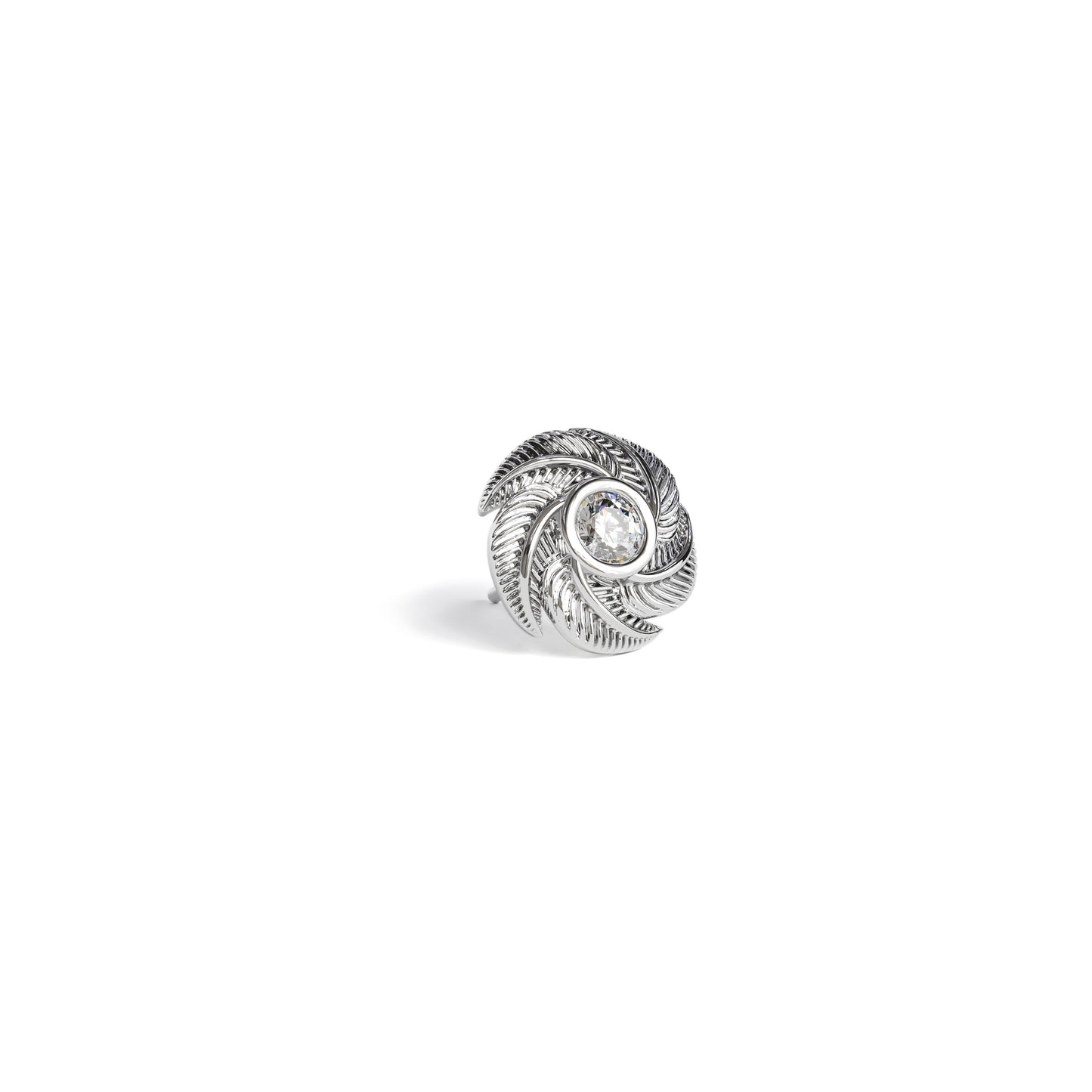 14K Gold Diamond Spiral Feather Threadless End