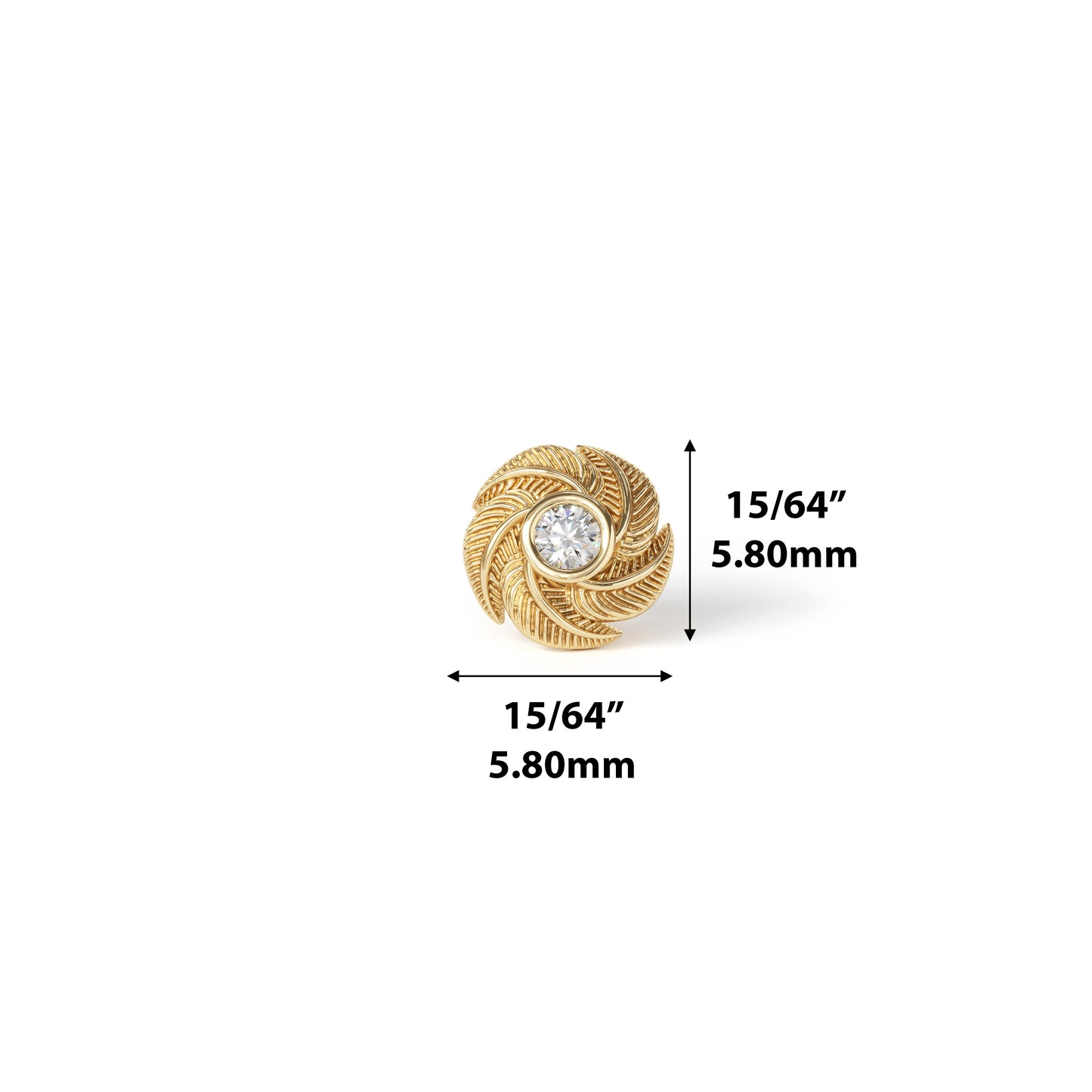 14K Gold Diamond Spiral Feather Threadless End