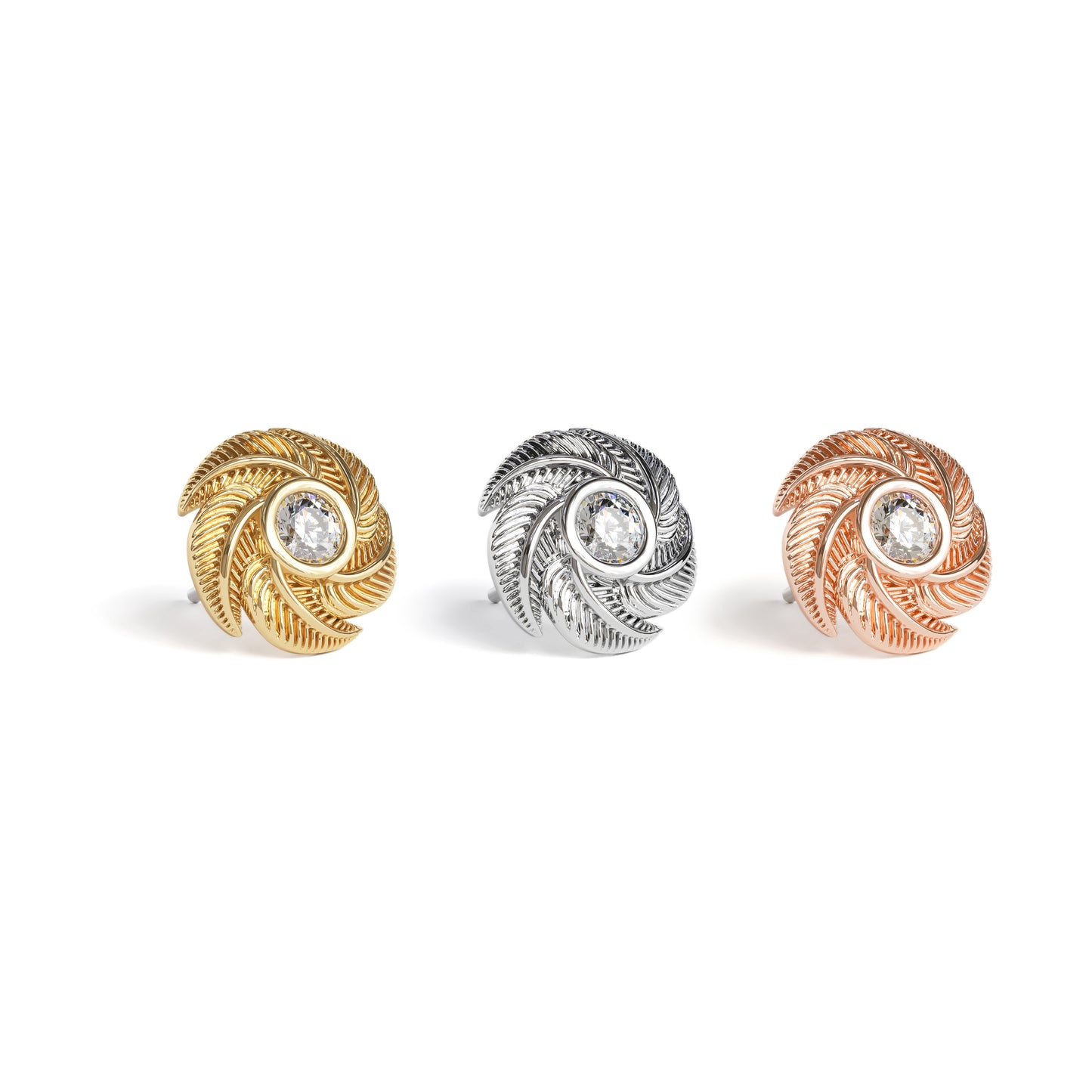 14K Gold Diamond Spiral Feather Threadless End