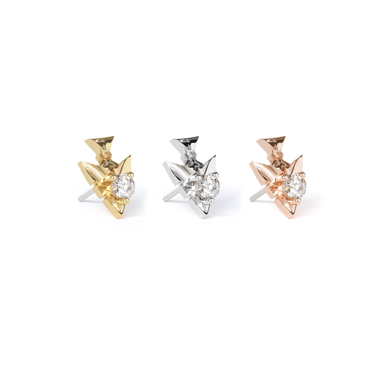 14K Gold Diamond Arrowhead Threadless End