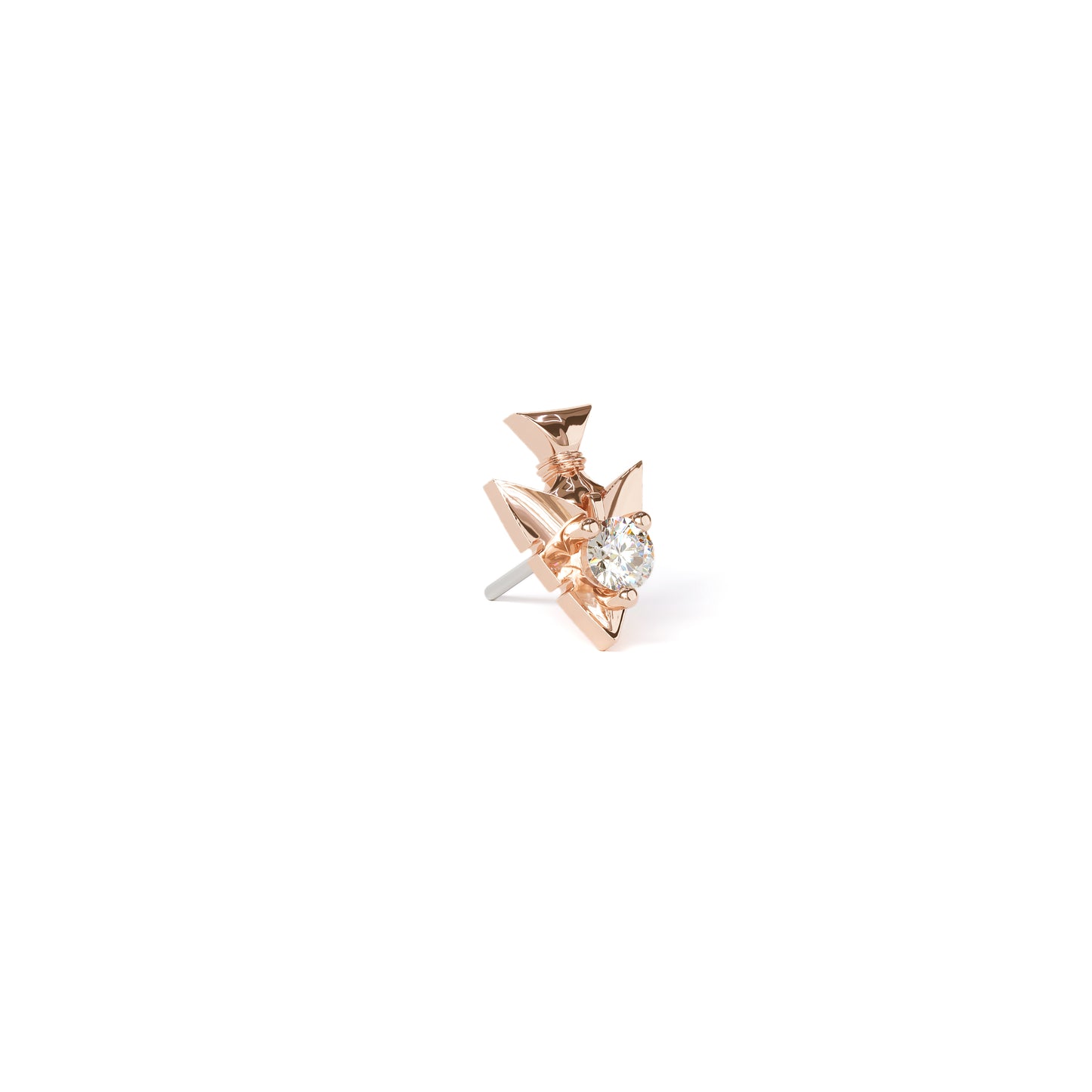 14K Gold Diamond Arrowhead Threadless End