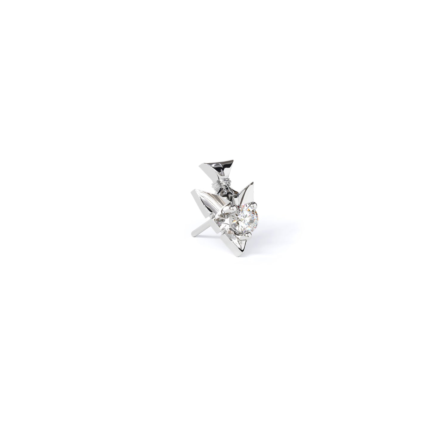 14K Gold Diamond Arrowhead Threadless End