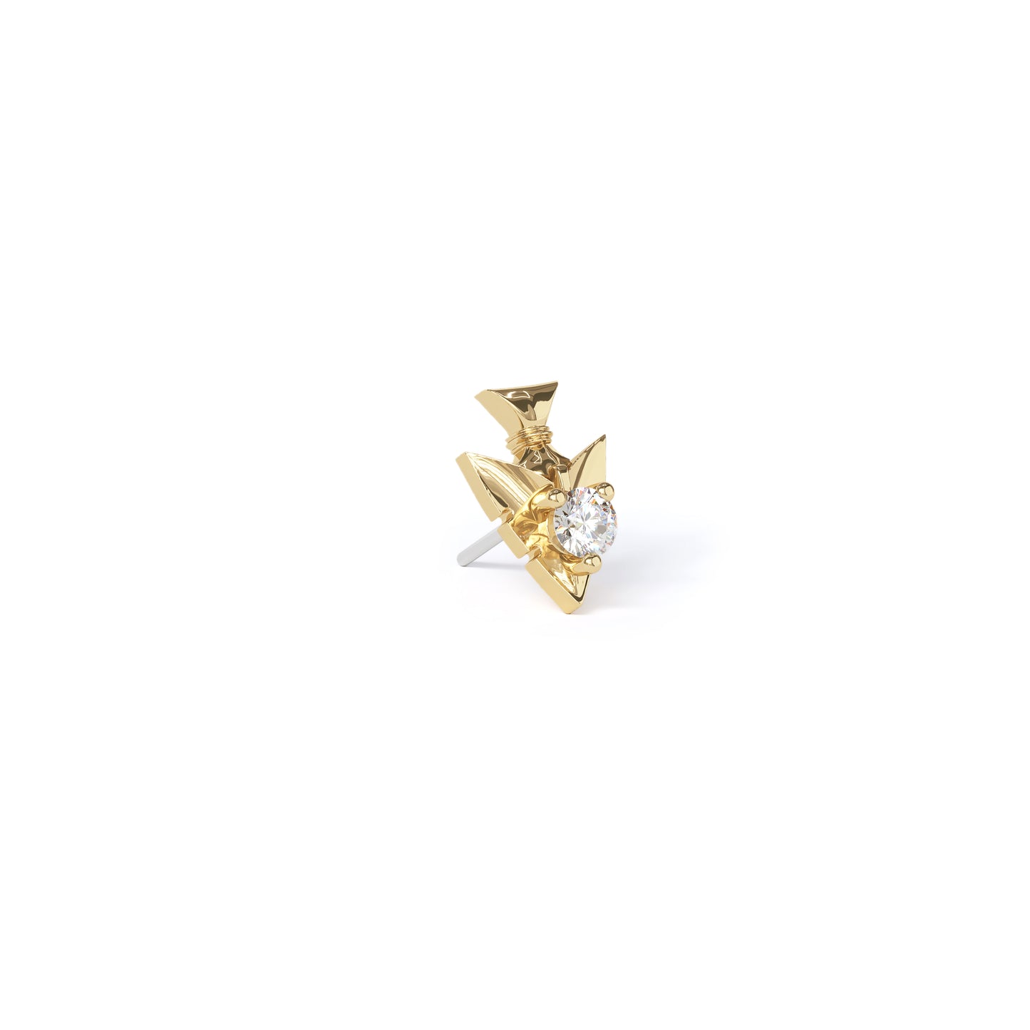 14K Gold Diamond Arrowhead Threadless End