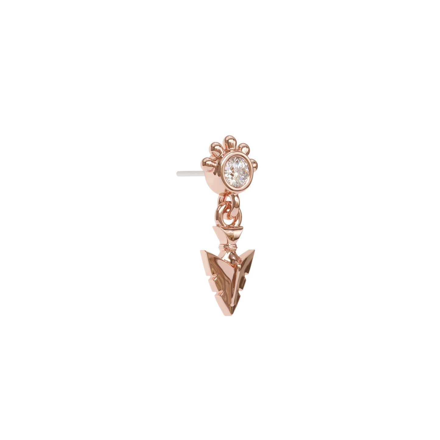 14K Gold Diamond Arrowhead Dangle Threadless End