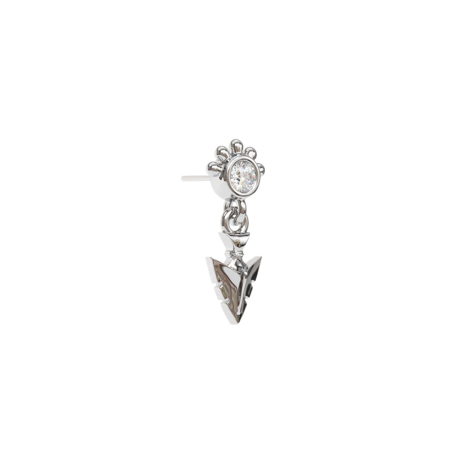 14K Gold Diamond Arrowhead Dangle Threadless End