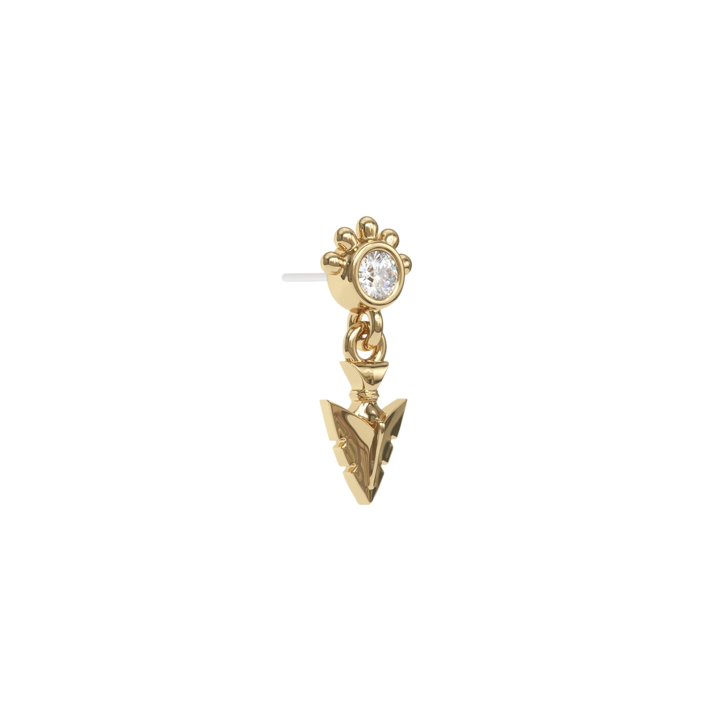 14K Gold Diamond Arrowhead Dangle Threadless End